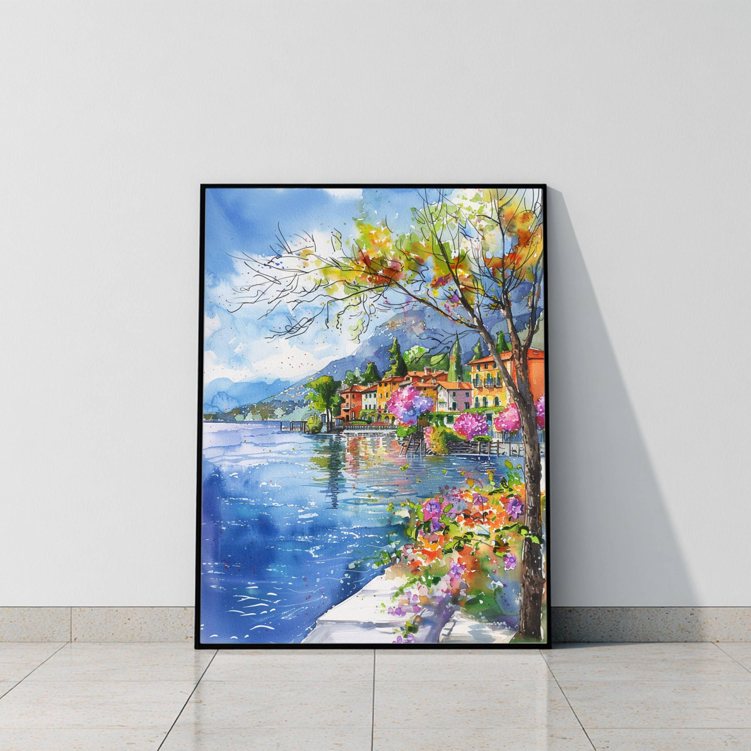 Menaggio Lake Como Italy Europe Watercolor: Travel Art Poster - Image 8