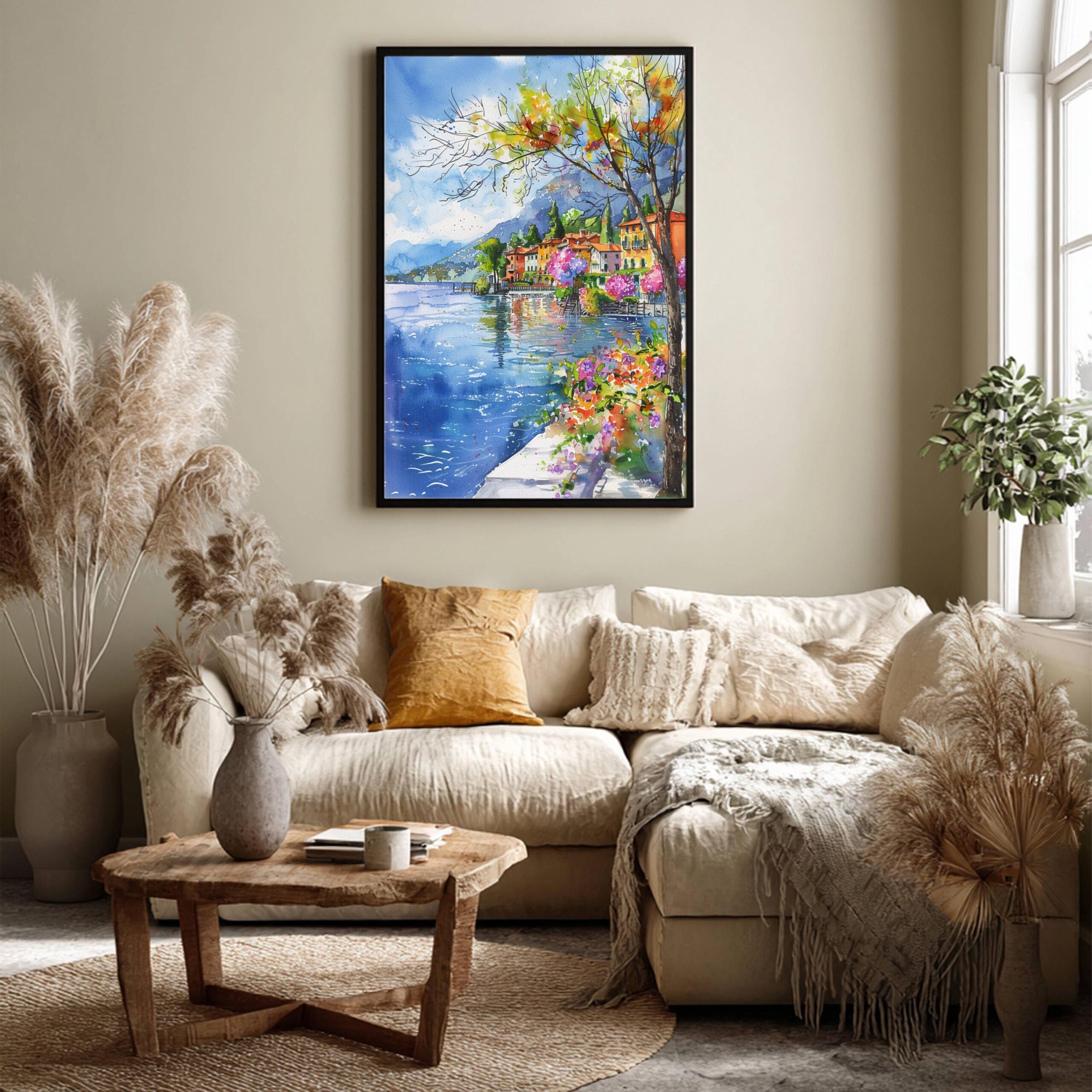 Menaggio Lake Como Italy Europe Watercolor: Travel Art Poster - Image 7