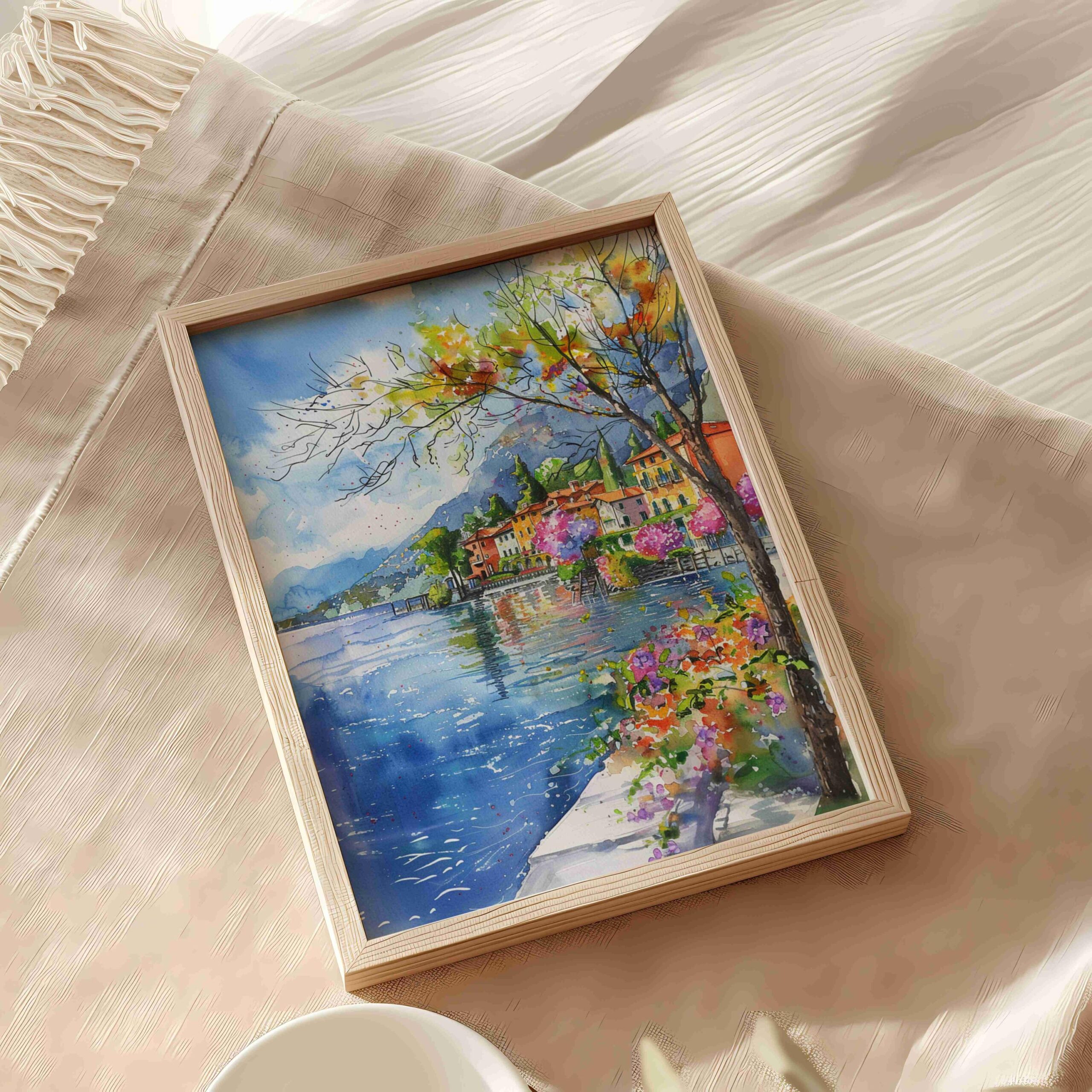 Menaggio Lake Como Italy Europe Watercolor: Travel Art Poster - Image 9
