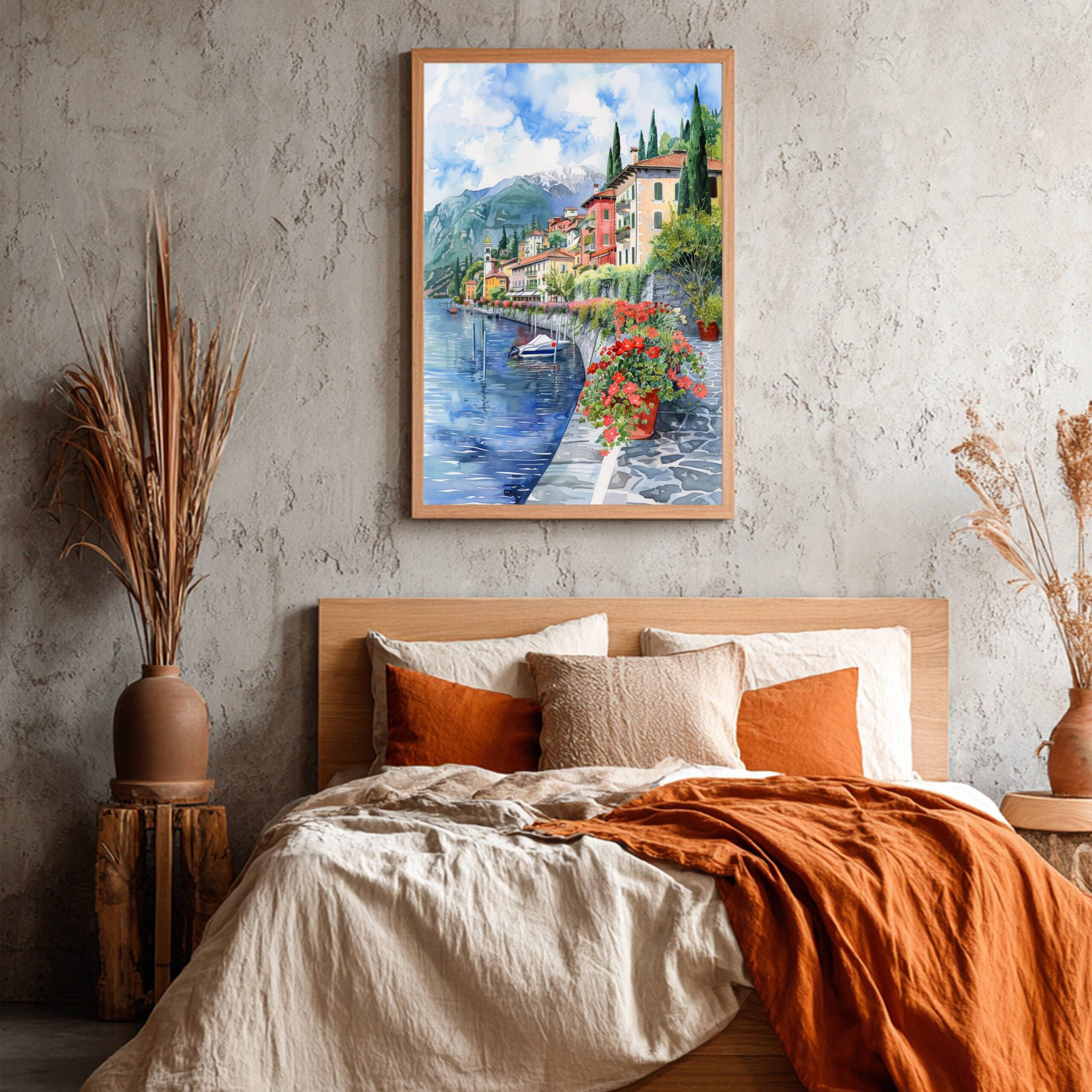 Varenna Lake Como Italy Europe Watercolor: Travel Art Poster - Image 6