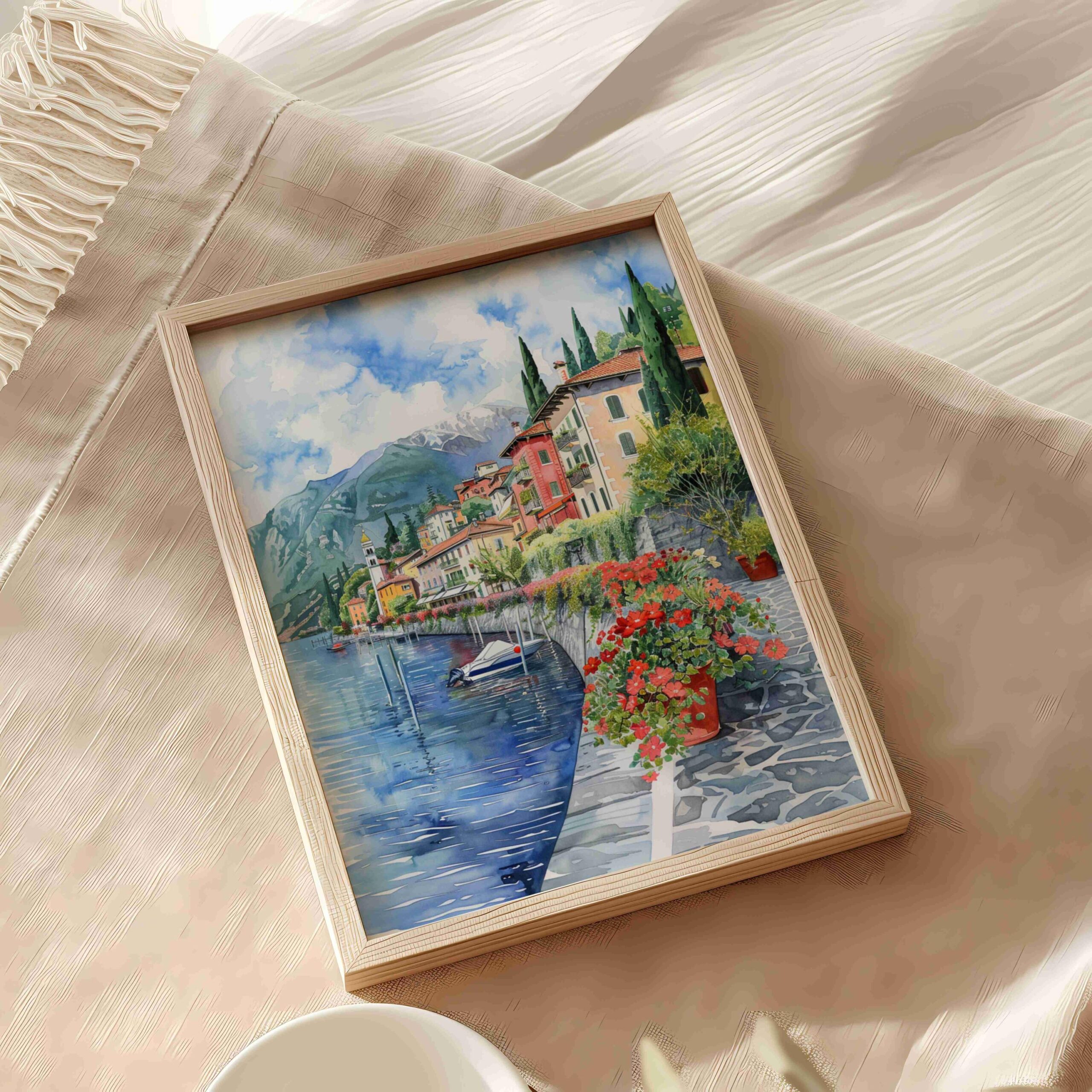 Varenna Lake Como Italy Europe Watercolor: Travel Art Poster - Image 9