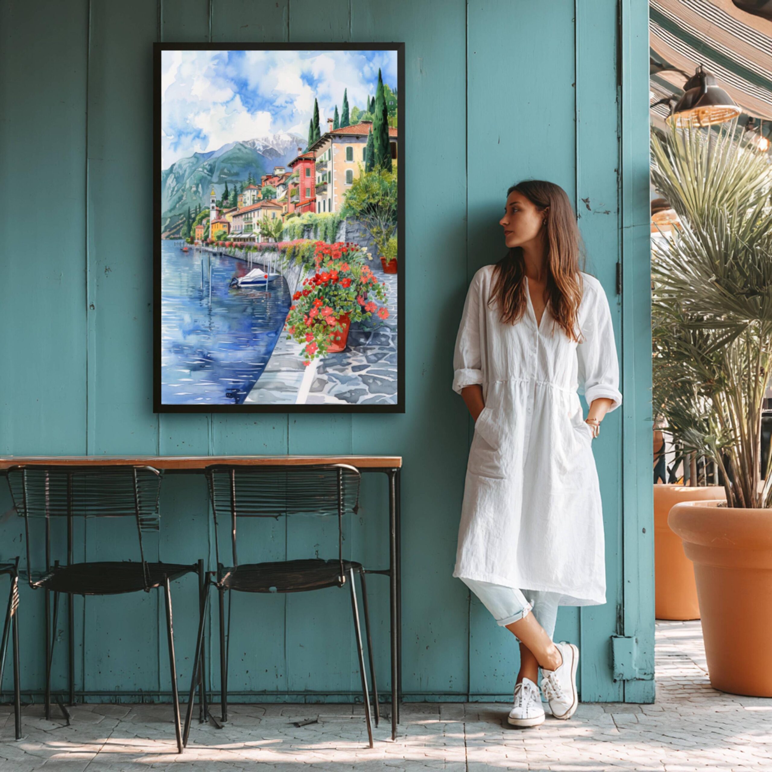 Varenna Lake Como Italy Europe Watercolor: Travel Art Poster - Image 5