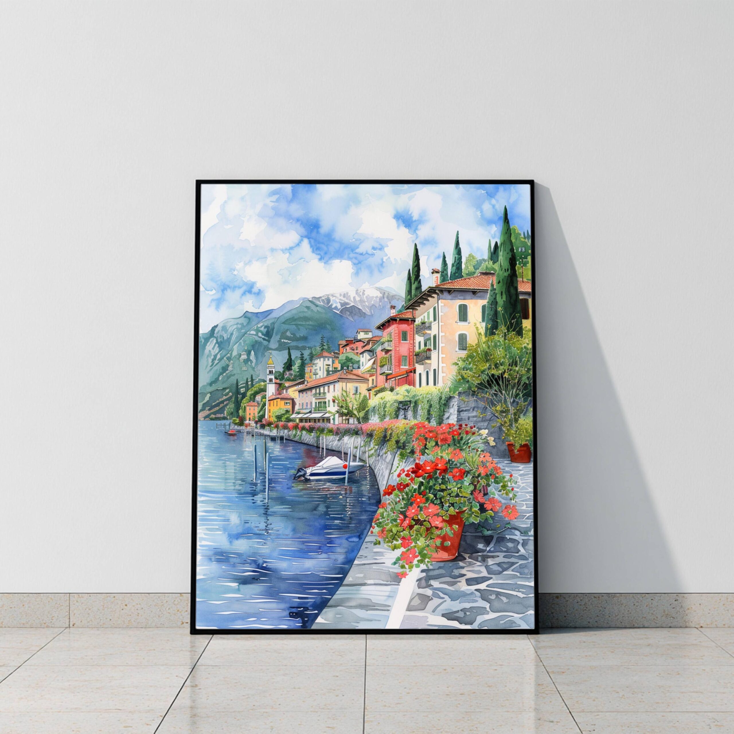 Varenna Lake Como Italy Europe Watercolor: Travel Art Poster - Image 8