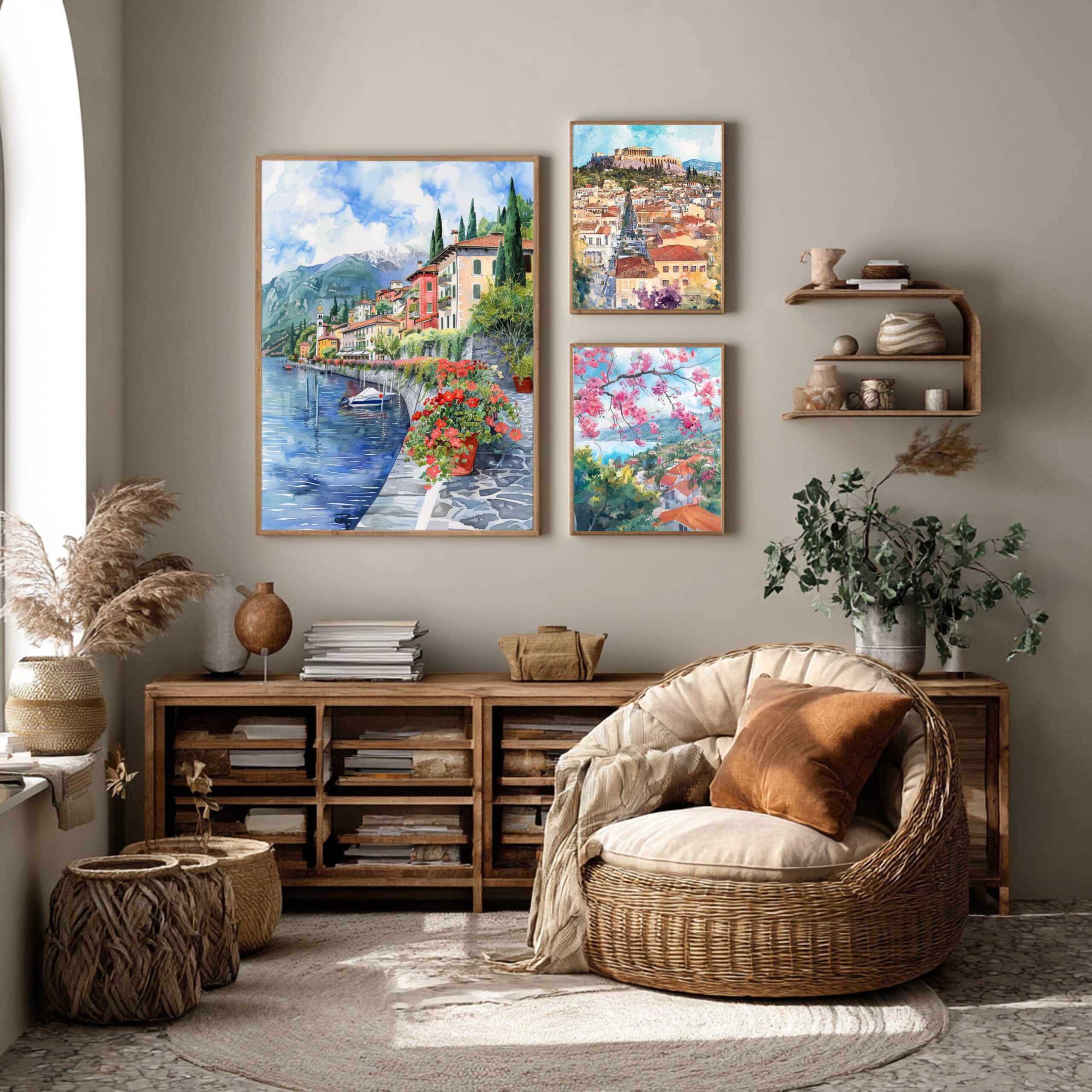 Varenna Lake Como Italy Europe Watercolor: Travel Art Poster - Image 2