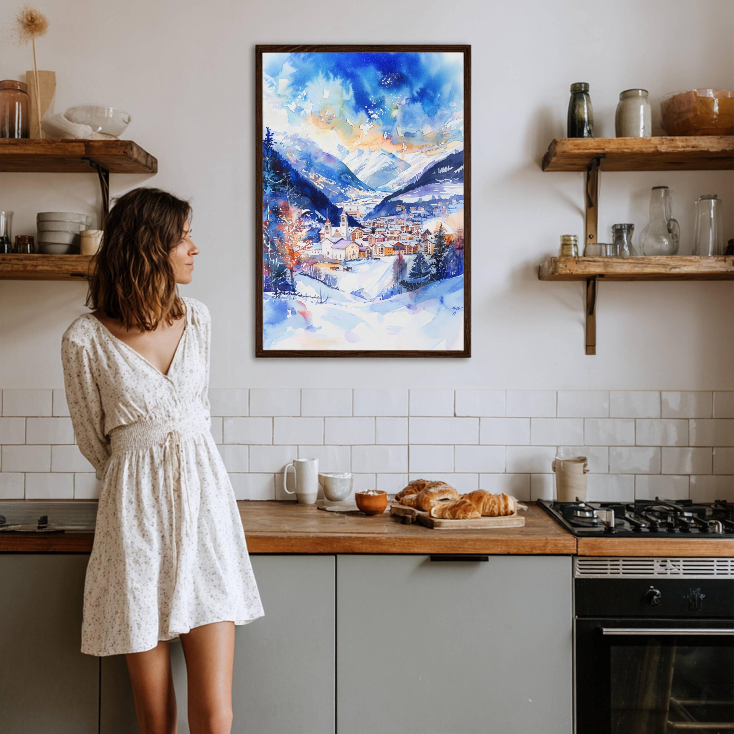 Bormio Ski Resort Italy Europe Watercolor: Travel Art Poster - Image 4