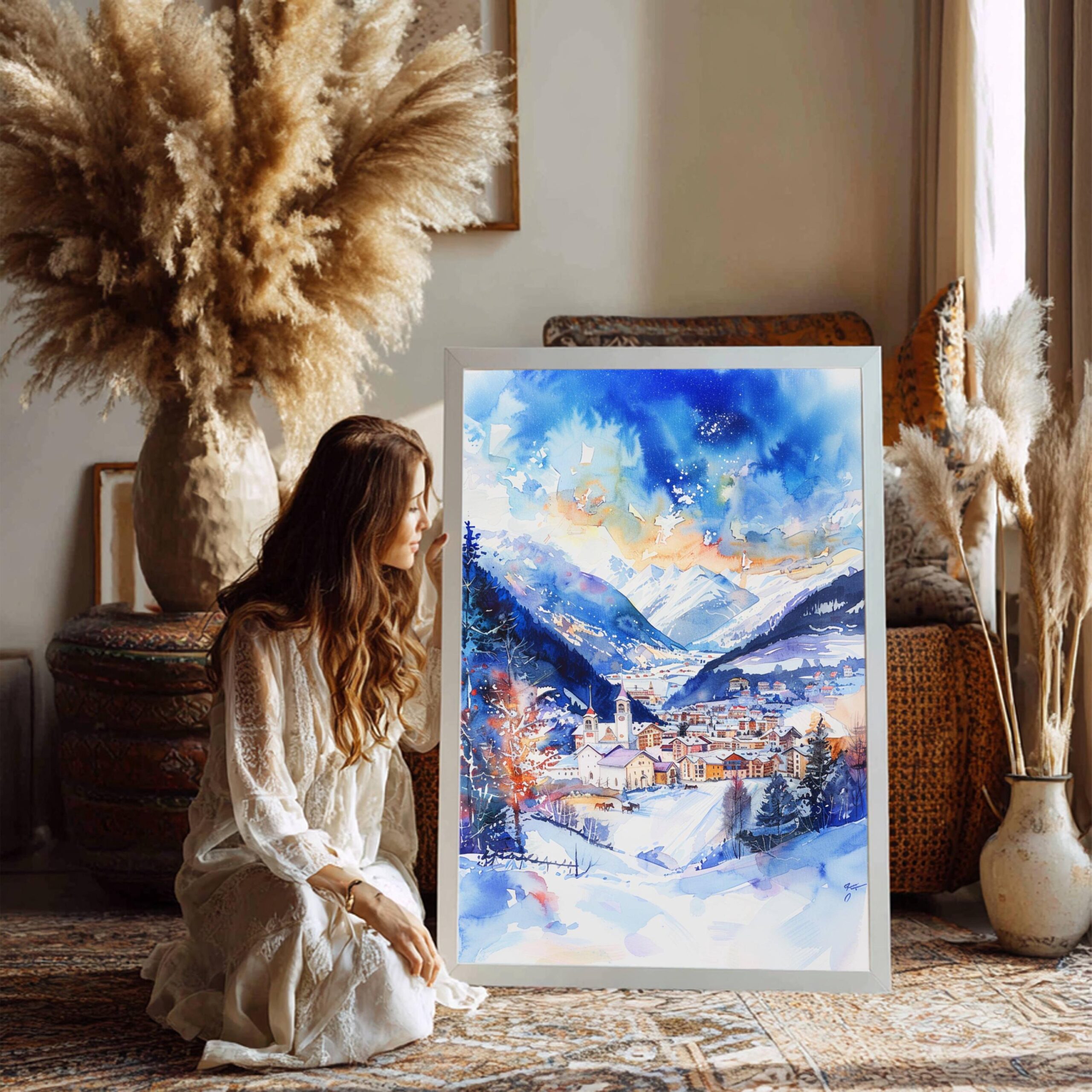 Bormio Ski Resort Italy Europe Watercolor: Travel Art Poster - Image 3