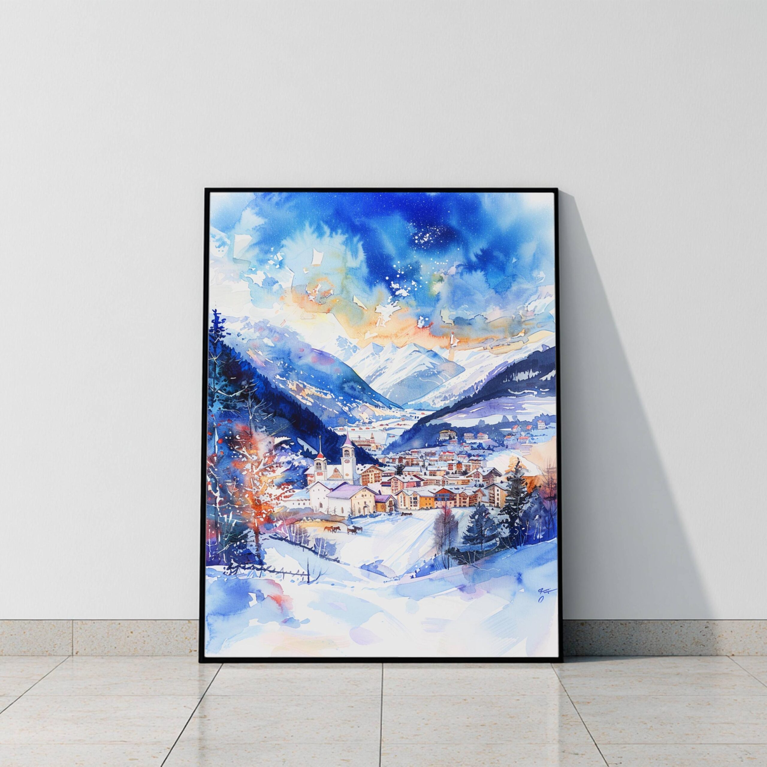 Bormio Ski Resort Italy Europe Watercolor: Travel Art Poster - Image 8