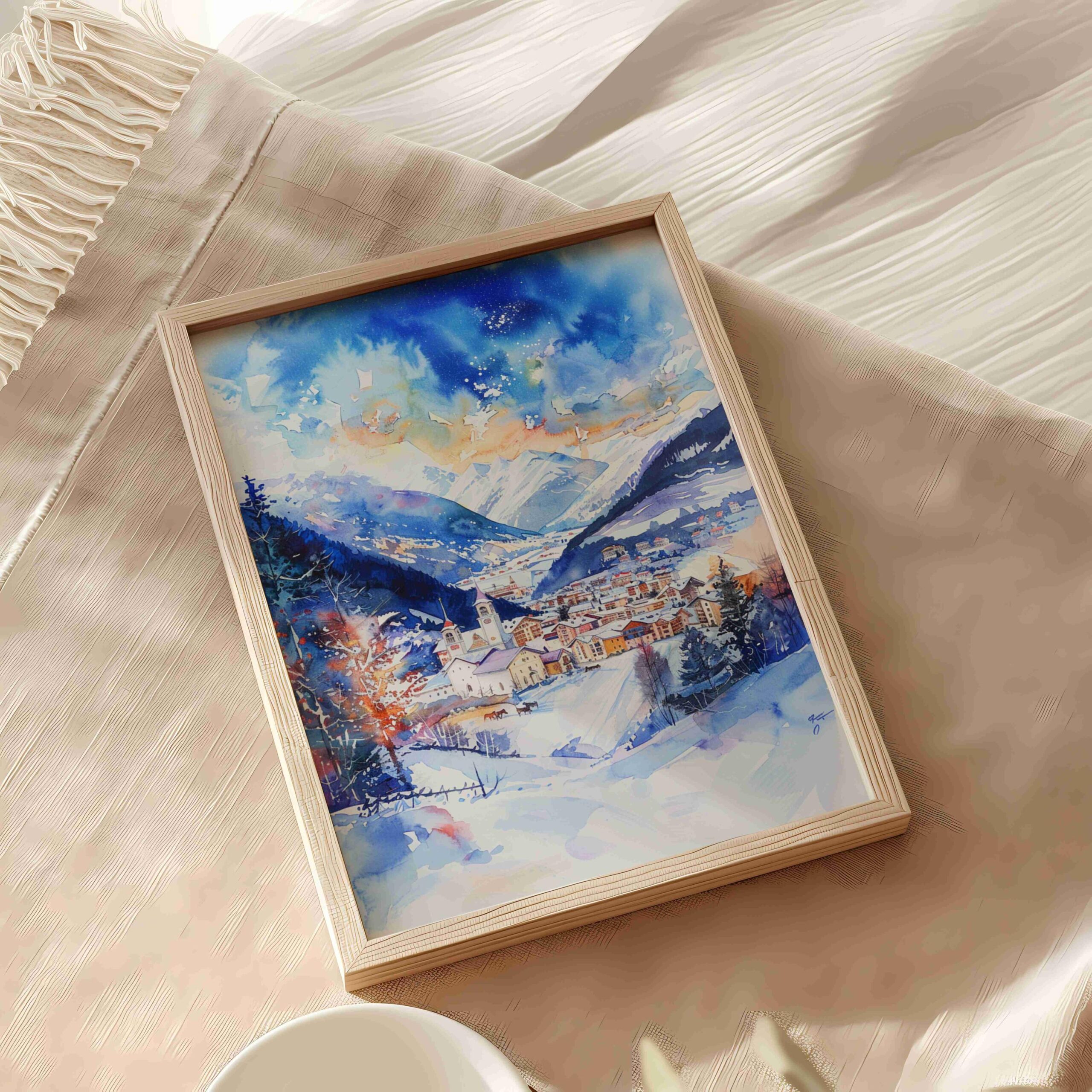Bormio Ski Resort Italy Europe Watercolor: Travel Art Poster - Image 9