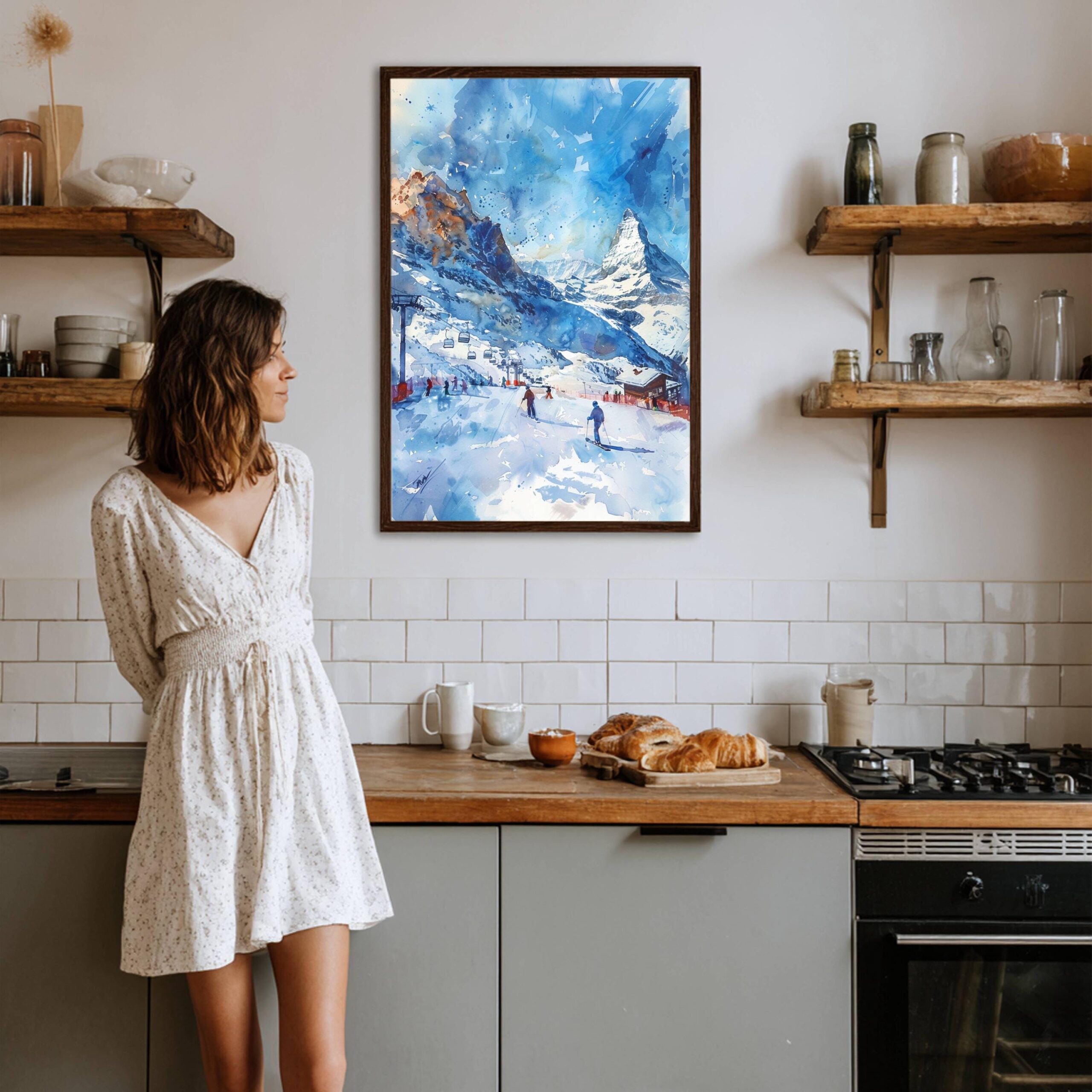 Cervinia Ski Resort Italy Europe Watercolor Print: Travel Art Poster - Image 4