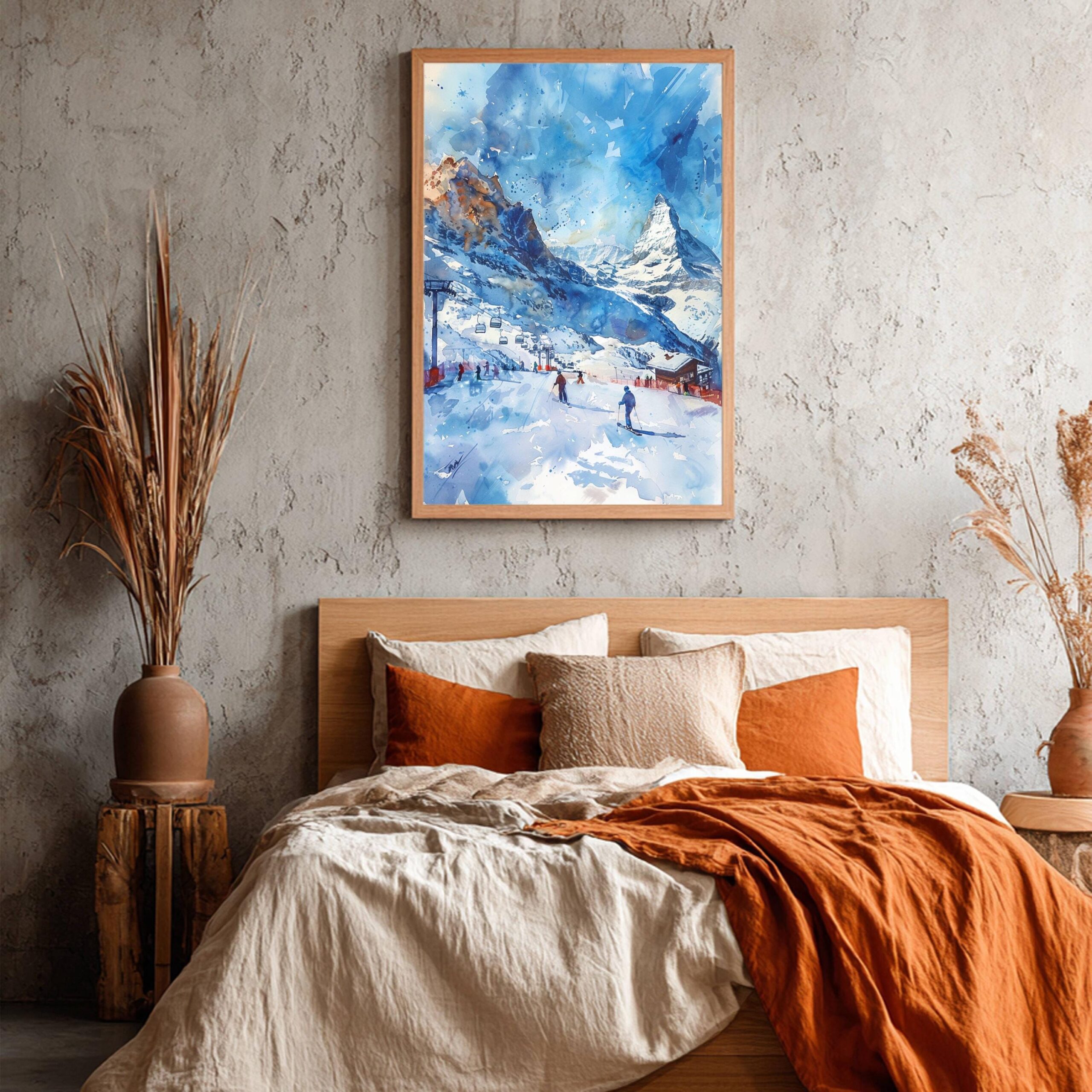 Cervinia Ski Resort Italy Europe Watercolor Print: Travel Art Poster - Image 6