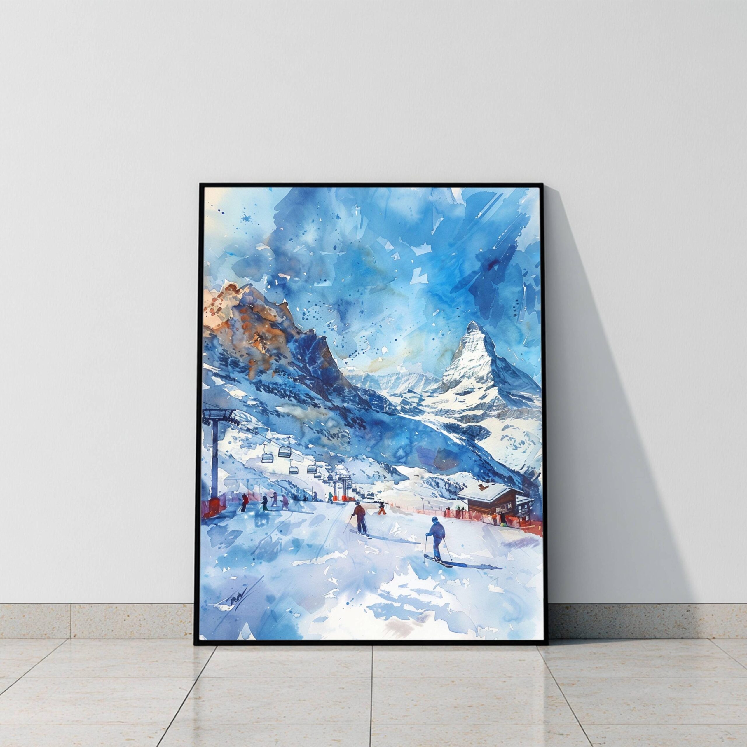 Cervinia Ski Resort Italy Europe Watercolor Print: Travel Art Poster - Image 8
