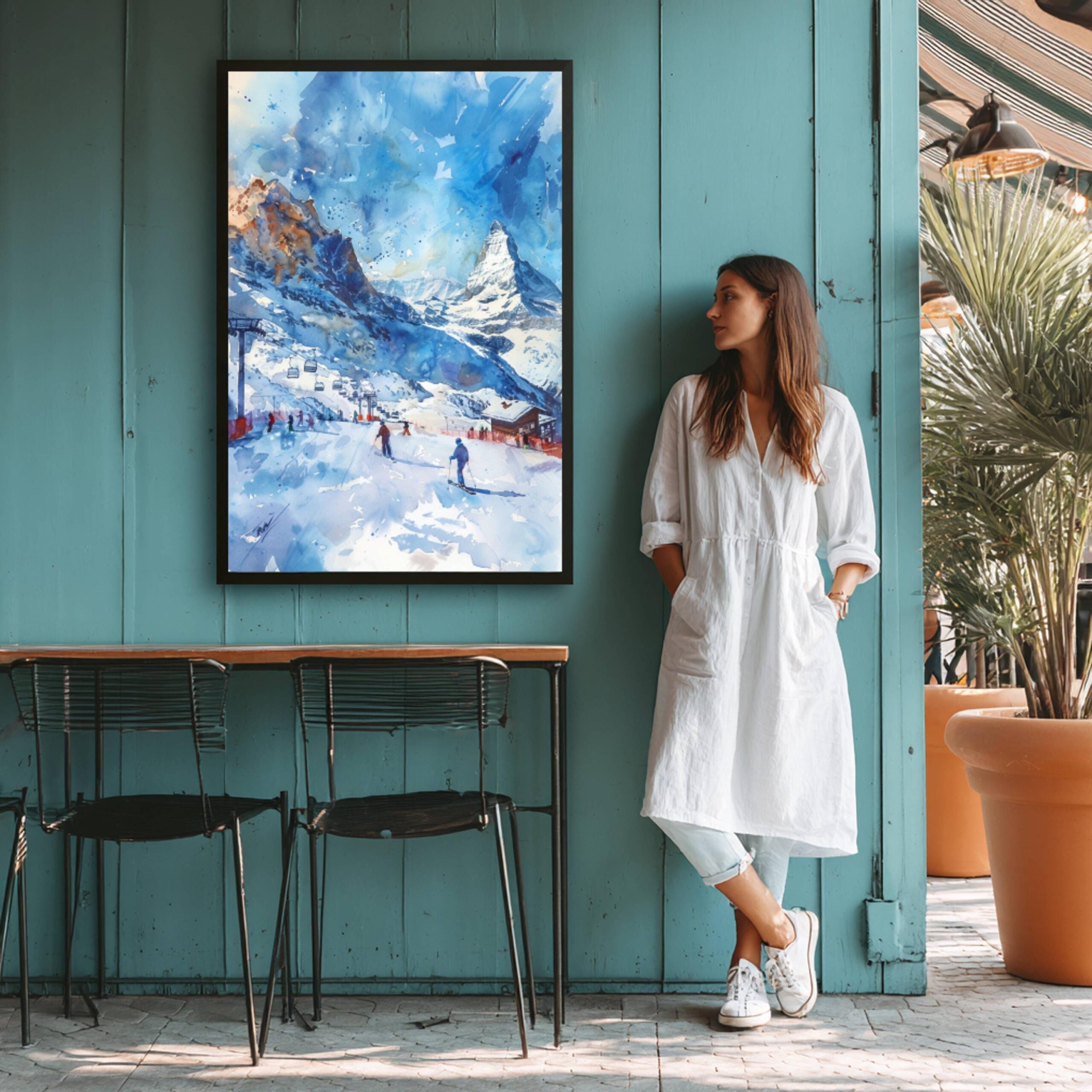 Cervinia Ski Resort Italy Europe Watercolor Print: Travel Art Poster - Image 5