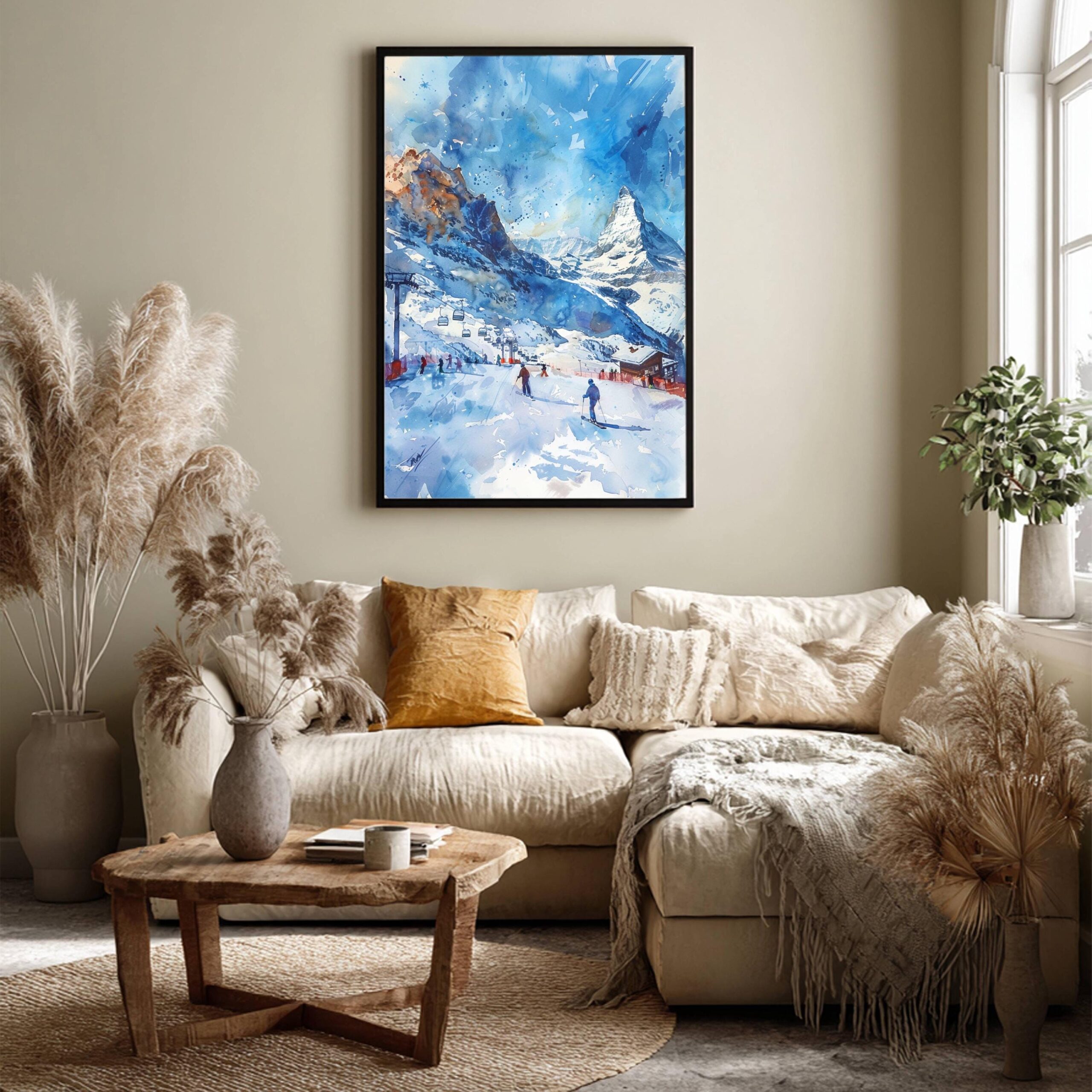 Cervinia Ski Resort Italy Europe Watercolor Print: Travel Art Poster - Image 7