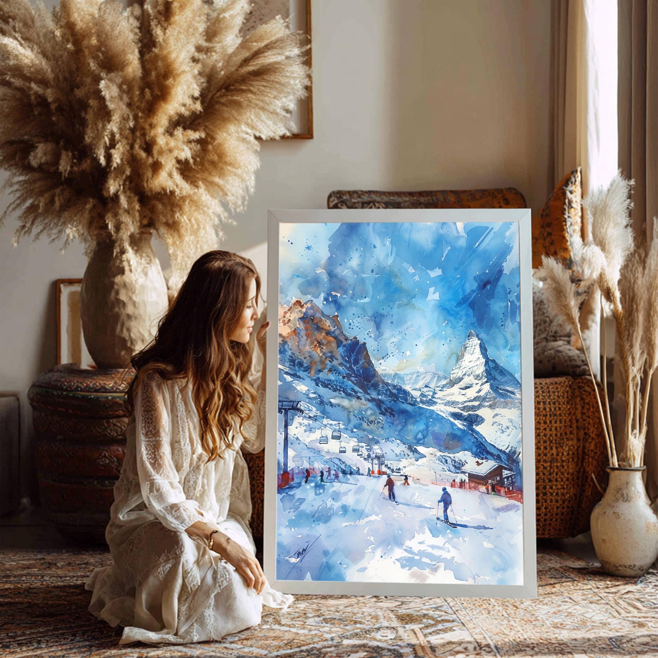 Cervinia Ski Resort Italy Europe Watercolor Print: Travel Art Poster - Image 3