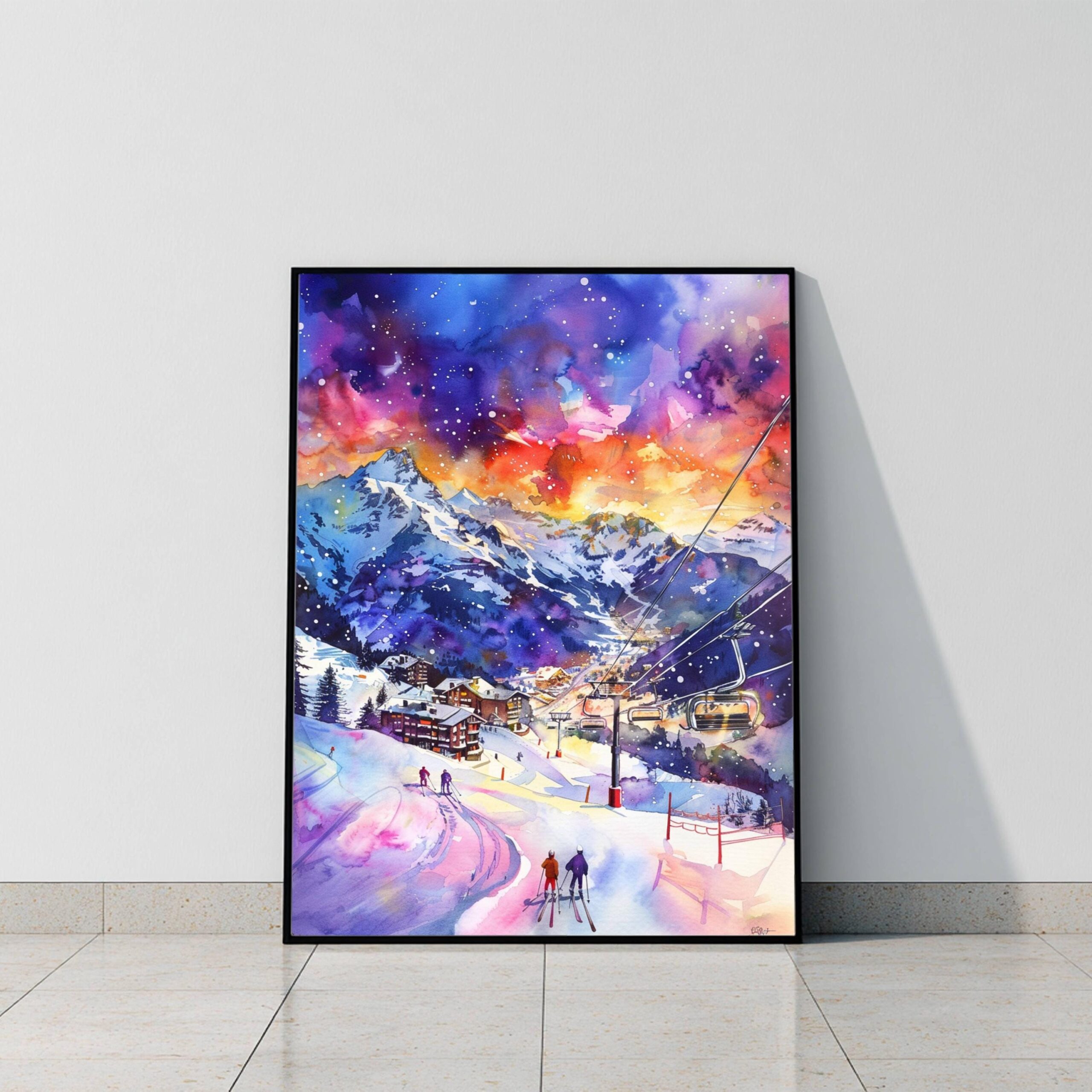 Monterosa Ski Resort Italy Europe Watercolor: Travel Art Poster - Image 8