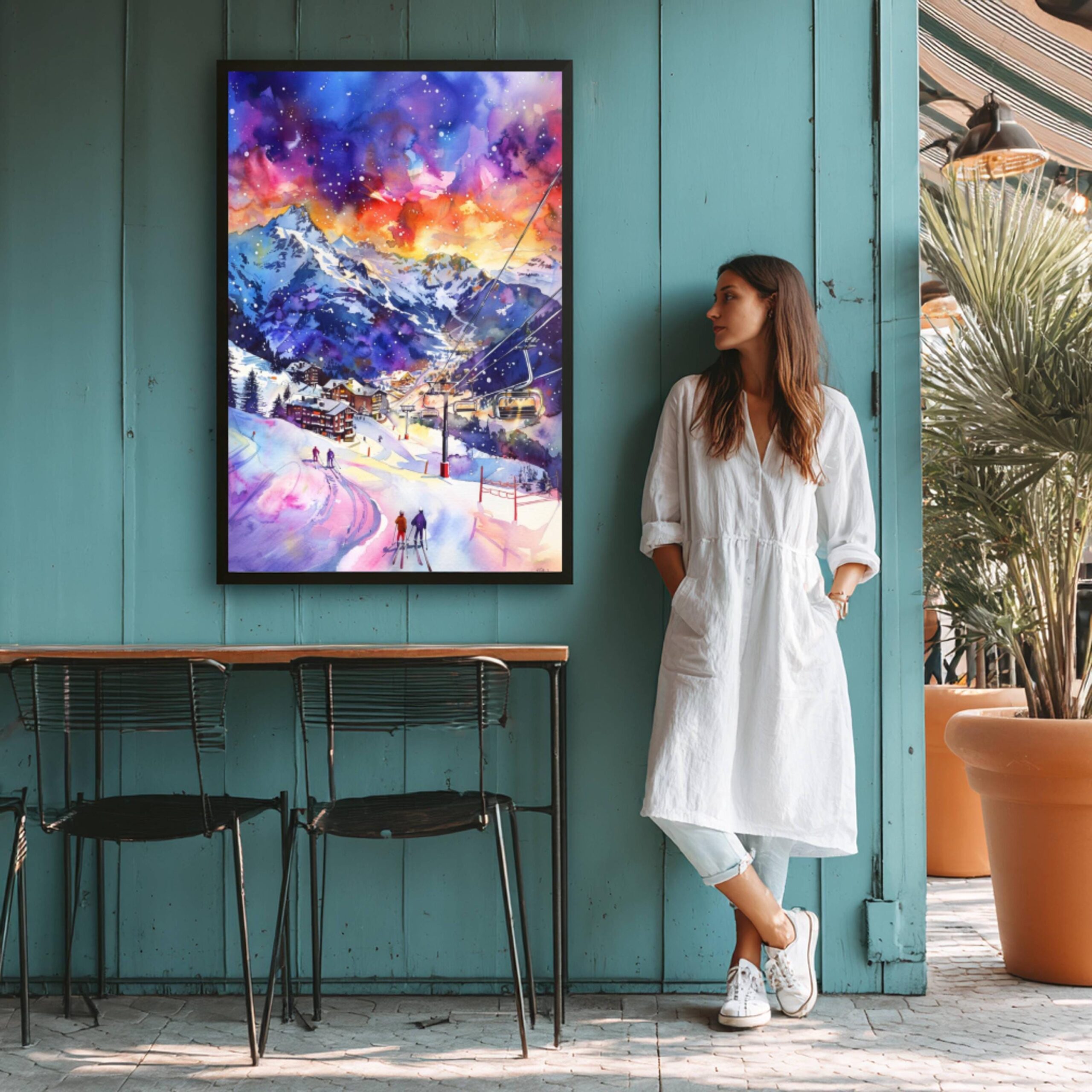 Monterosa Ski Resort Italy Europe Watercolor: Travel Art Poster - Image 5