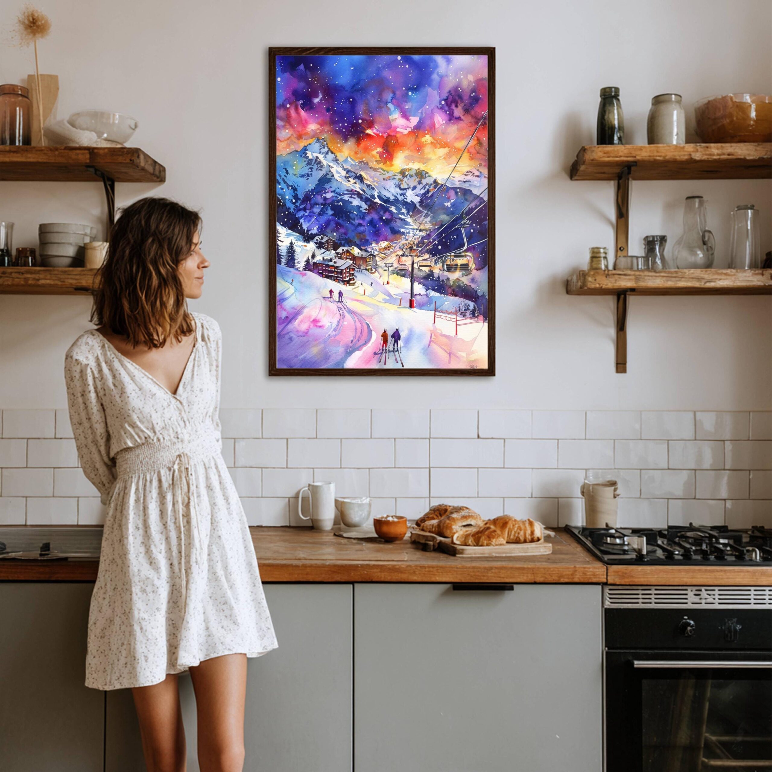Monterosa Ski Resort Italy Europe Watercolor: Travel Art Poster - Image 4