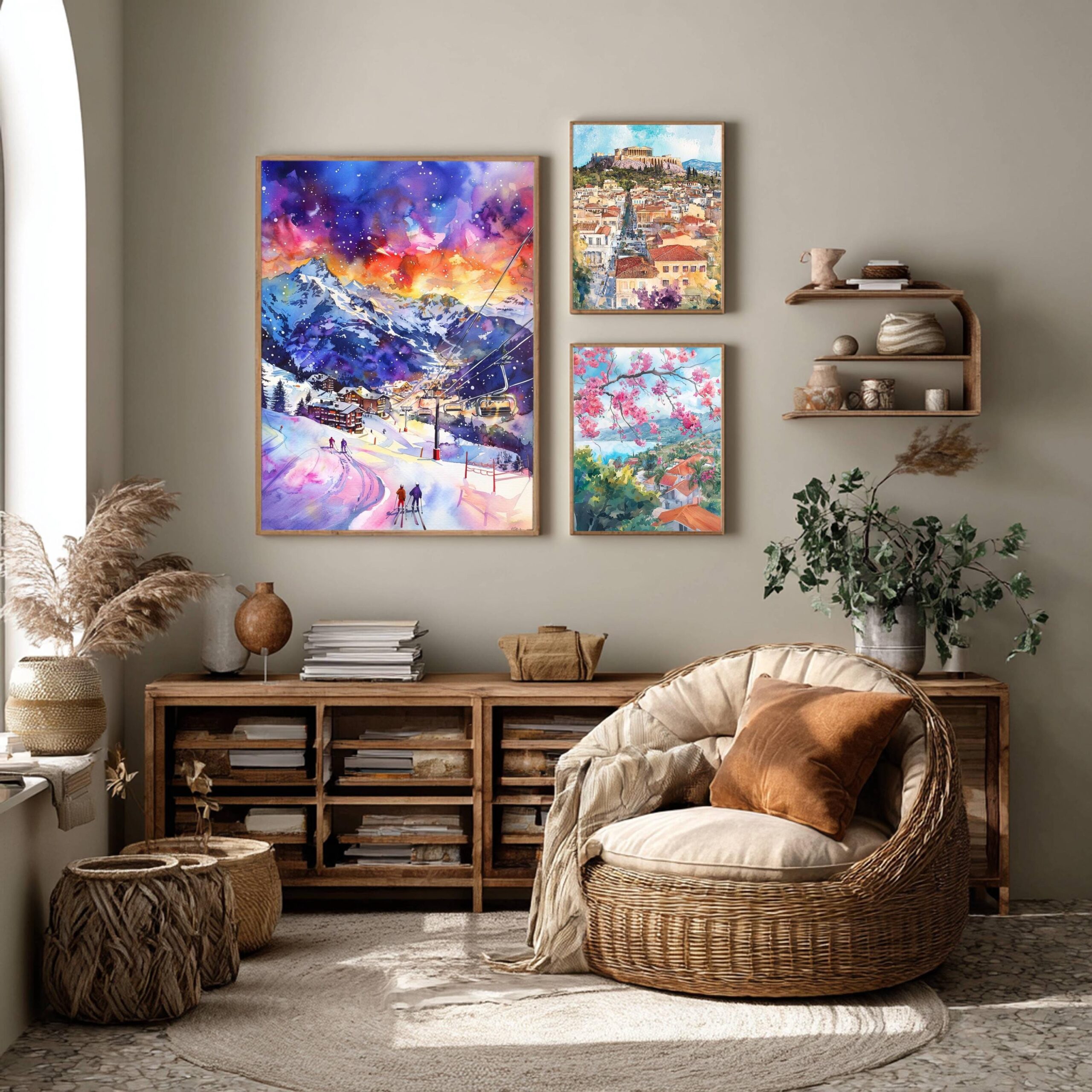 Monterosa Ski Resort Italy Europe Watercolor: Travel Art Poster - Image 2