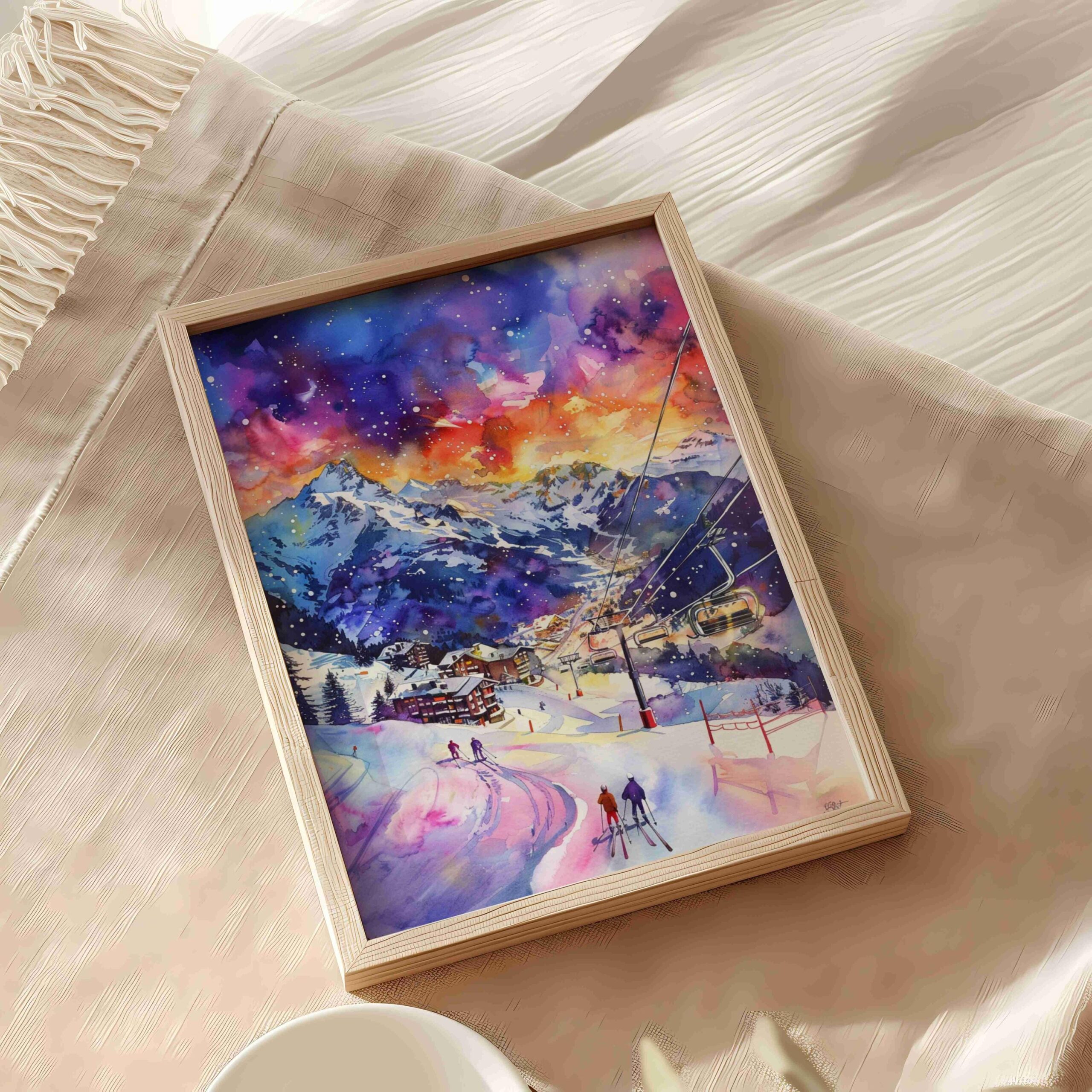 Monterosa Ski Resort Italy Europe Watercolor: Travel Art Poster - Image 9