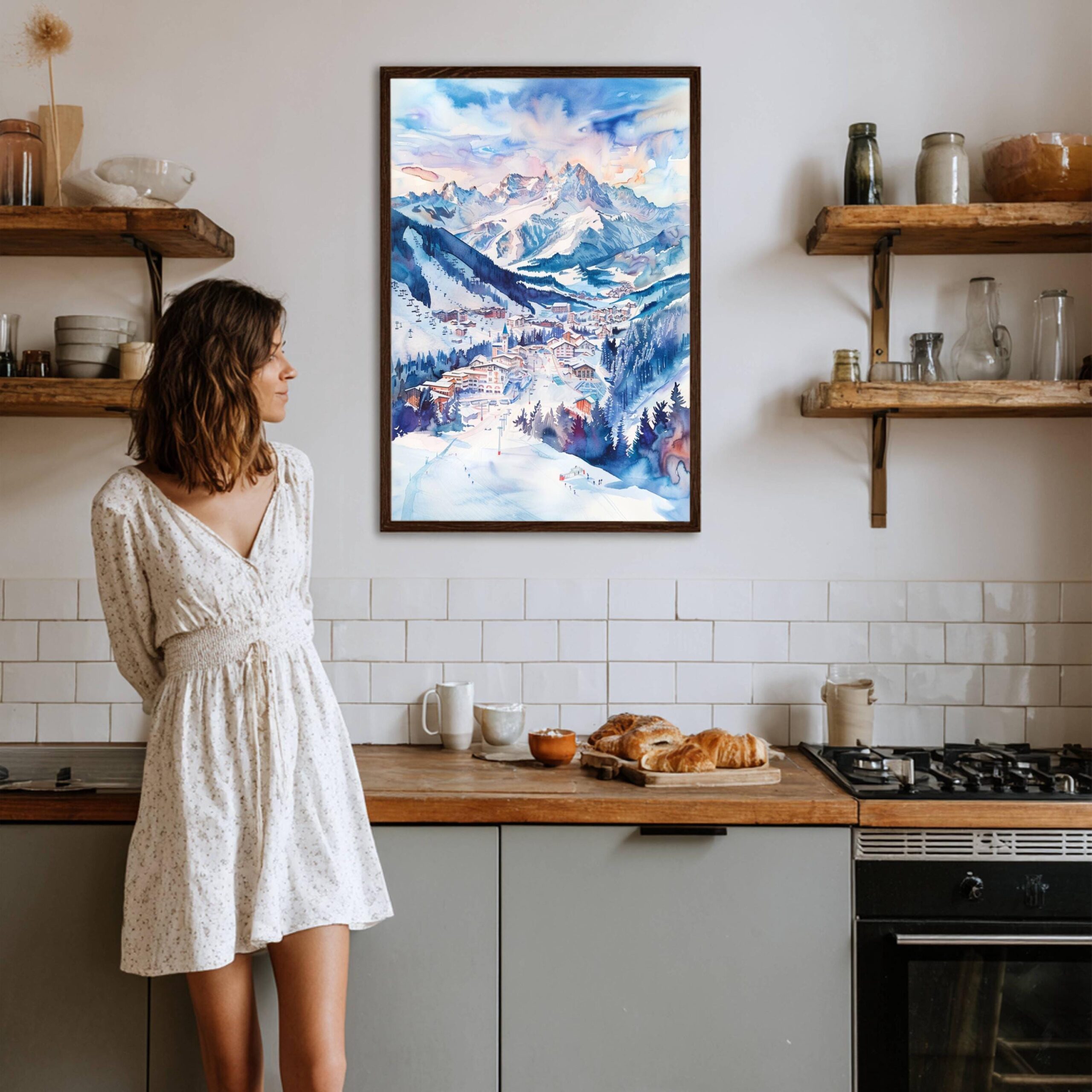 Kronplatz Ski Resort Italy Europe Watercolor Print: Travel Art Poster - Image 4