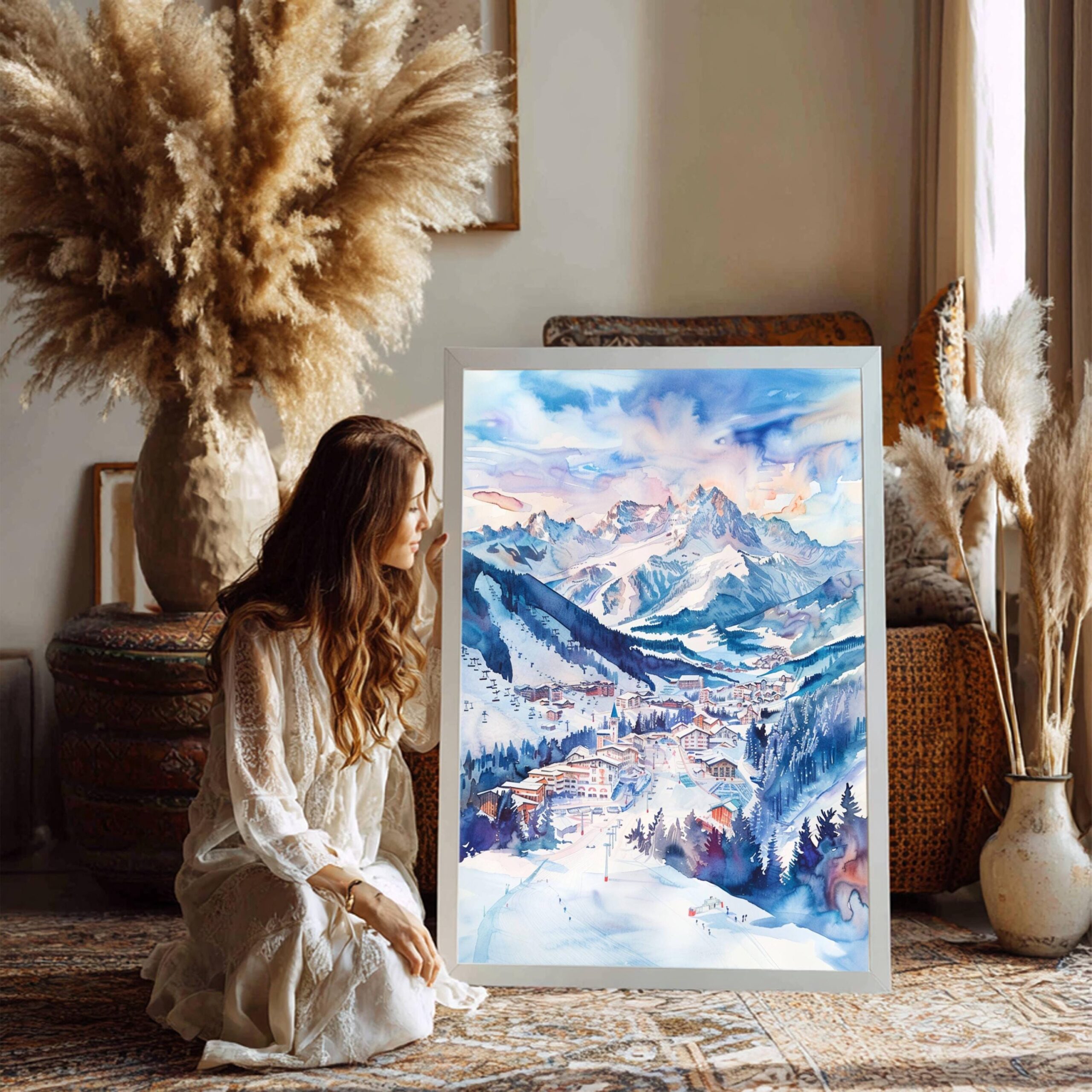 Kronplatz Ski Resort Italy Europe Watercolor Print: Travel Art Poster - Image 3