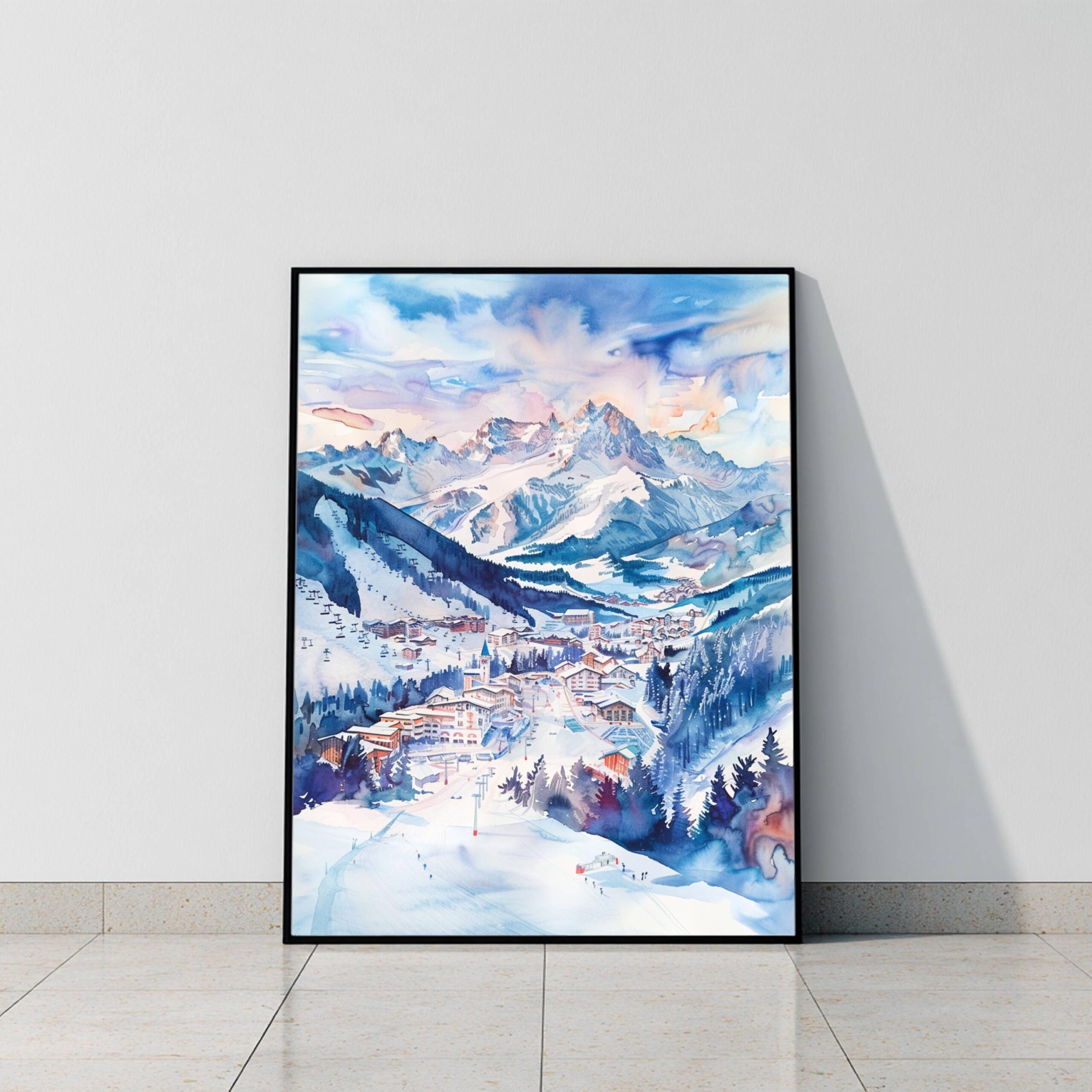 Kronplatz Ski Resort Italy Europe Watercolor Print: Travel Art Poster - Image 8