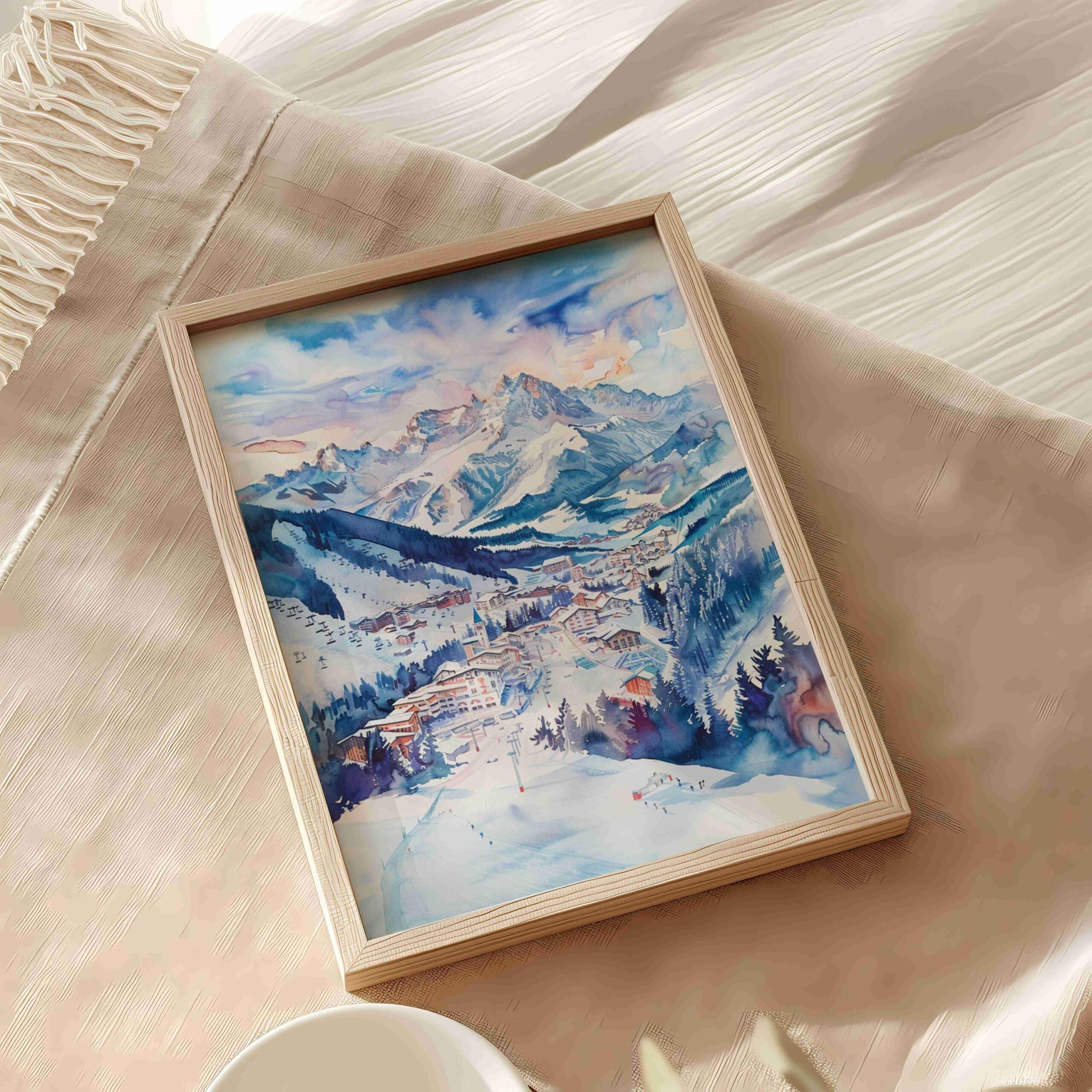 Kronplatz Ski Resort Italy Europe Watercolor Print: Travel Art Poster - Image 9