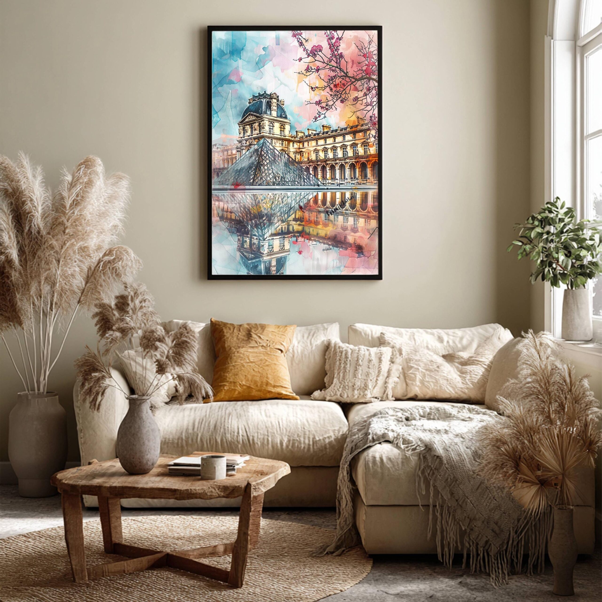 The Louvre Paris Watercolor: France Art Travel Poster - Image 3