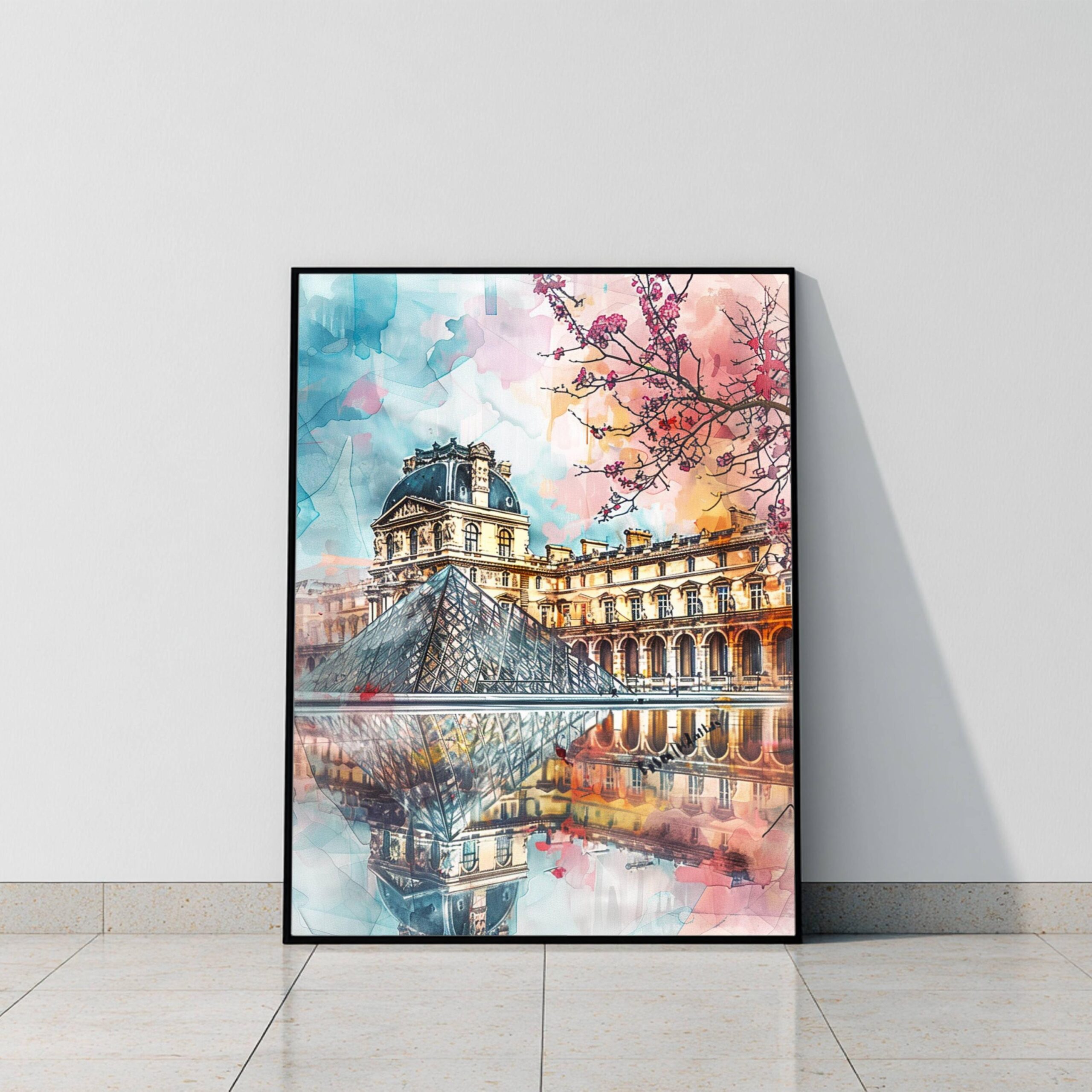 The Louvre Paris Watercolor: France Art Travel Poster - Image 9