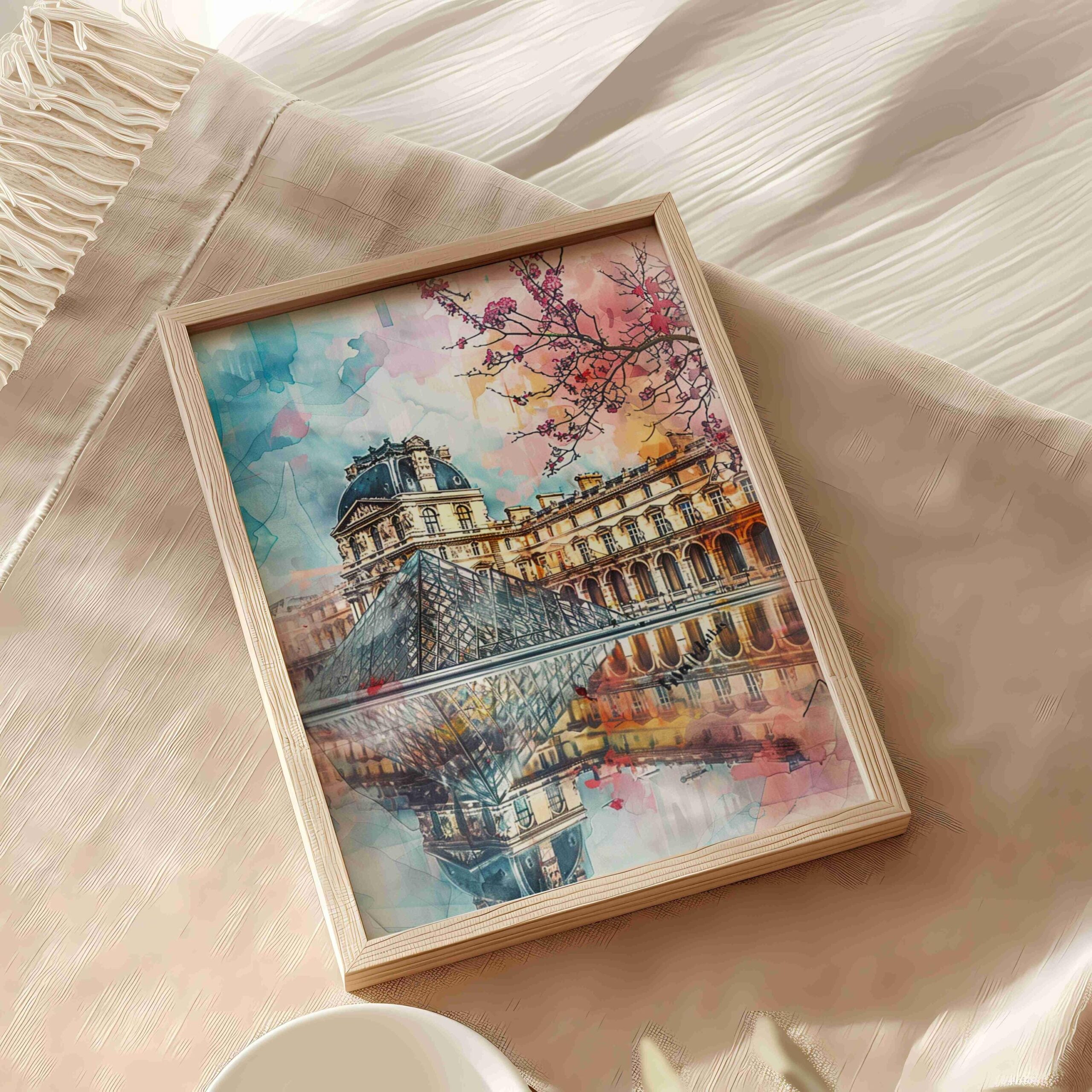 The Louvre Paris Watercolor: France Art Travel Poster - Image 5