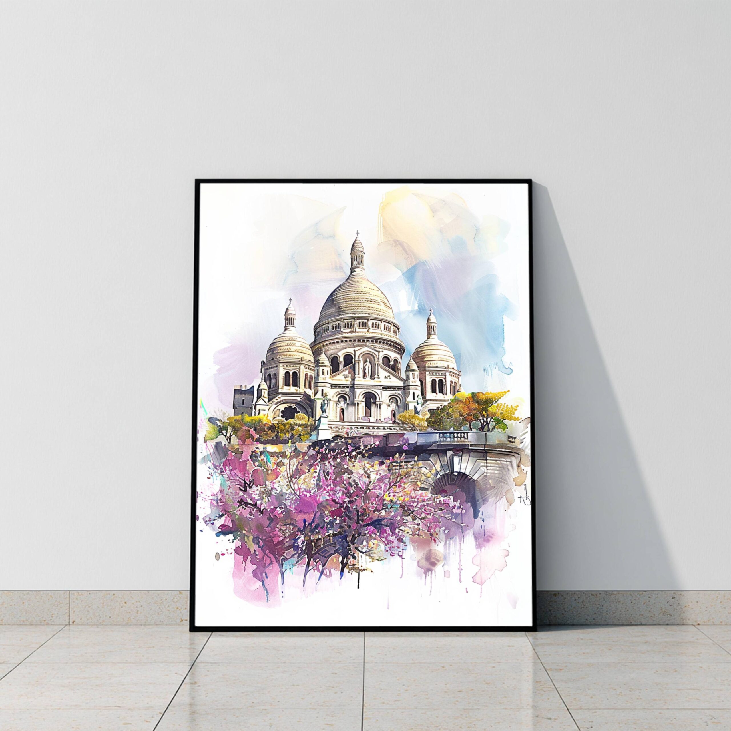 Basilique du Sacré-Coeur de Montmartre Paris France Watercolor: French Art Travel Poster - Image 9