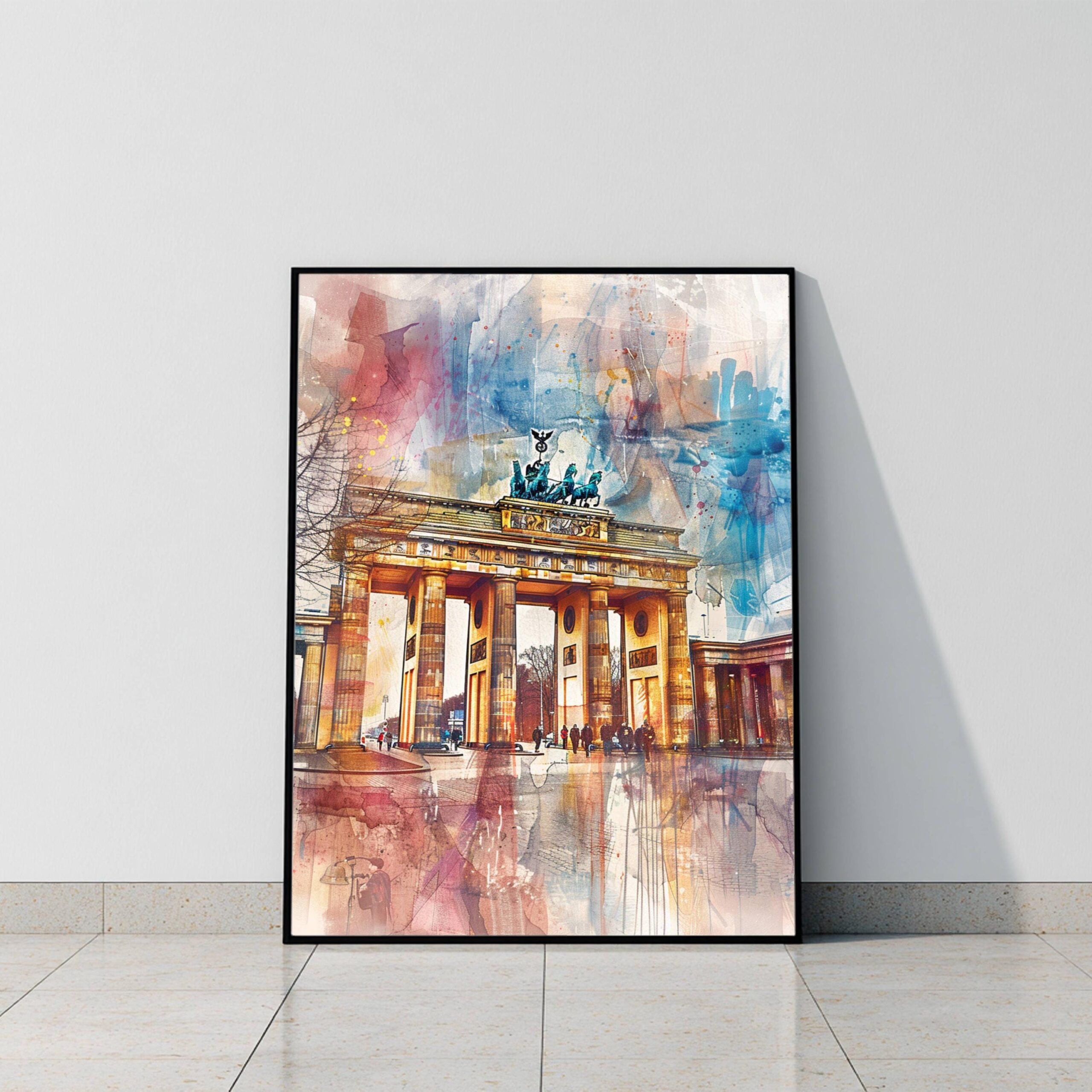 Berlin Brandenburg Gate Germany Watercolor: Travel Art Poster - Image 9