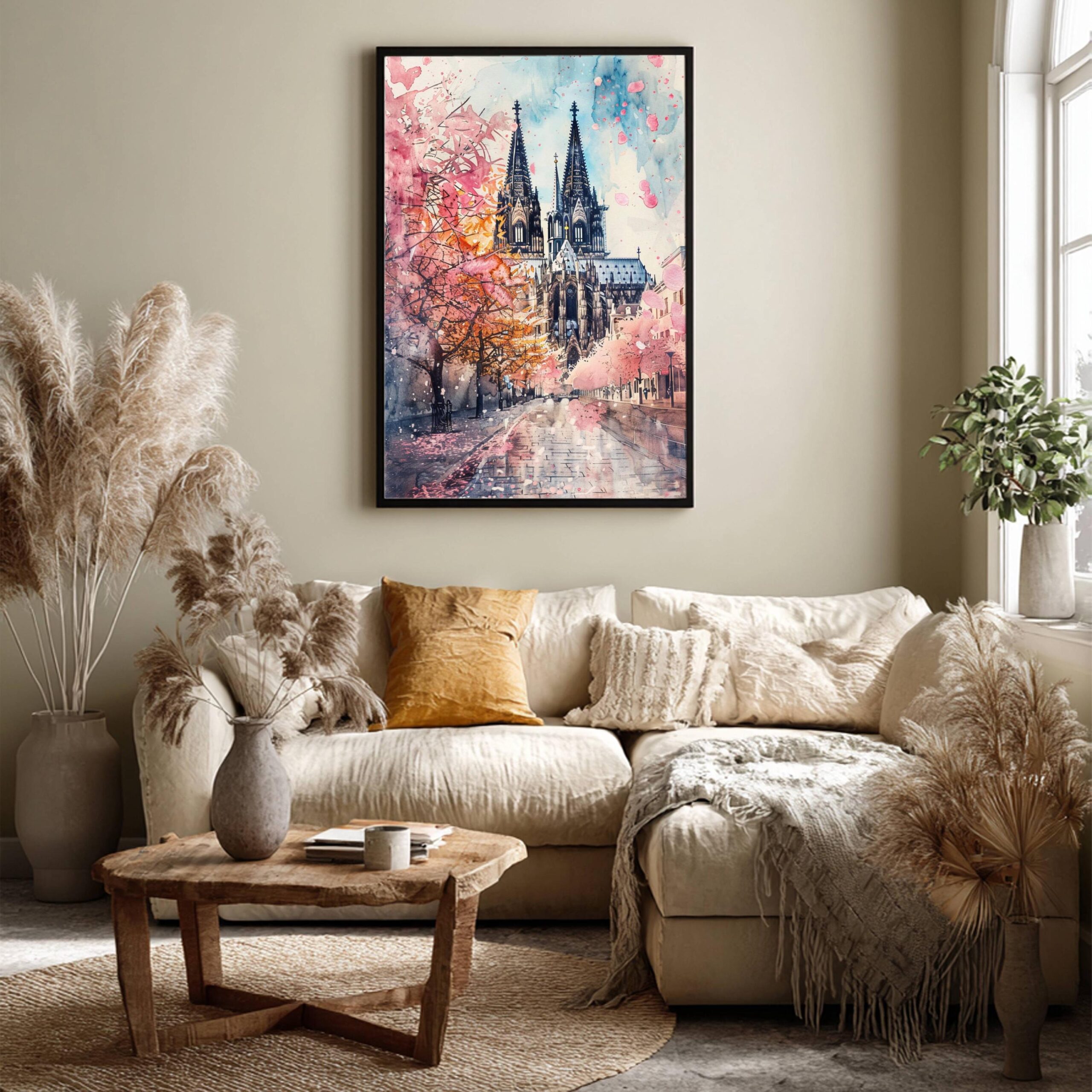 Cologne Cathedral Germany Europe Watercolor: German Travel Art Poster - Image 3
