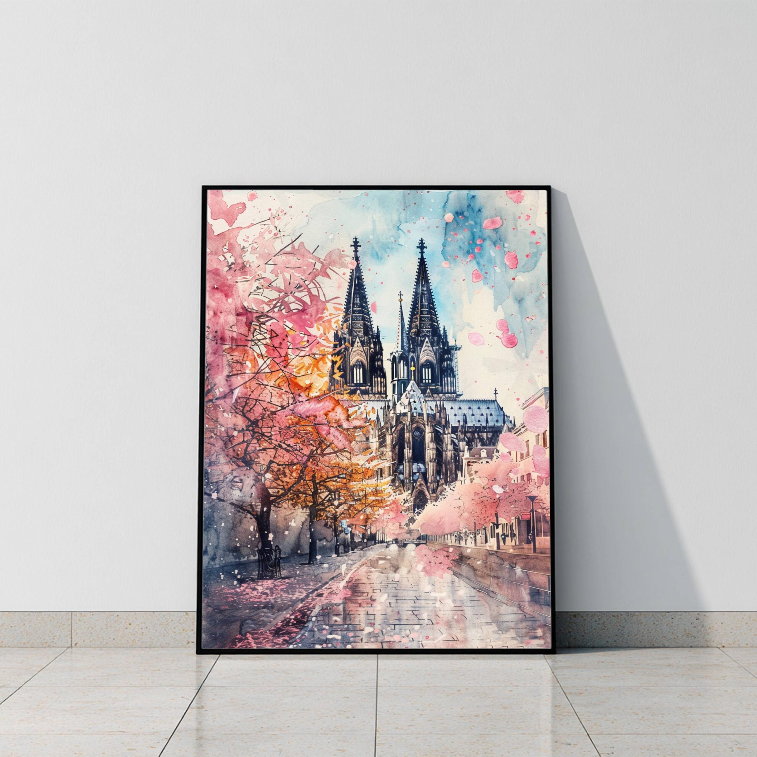 Cologne Cathedral Germany Europe Watercolor: German Travel Art Poster - Image 9