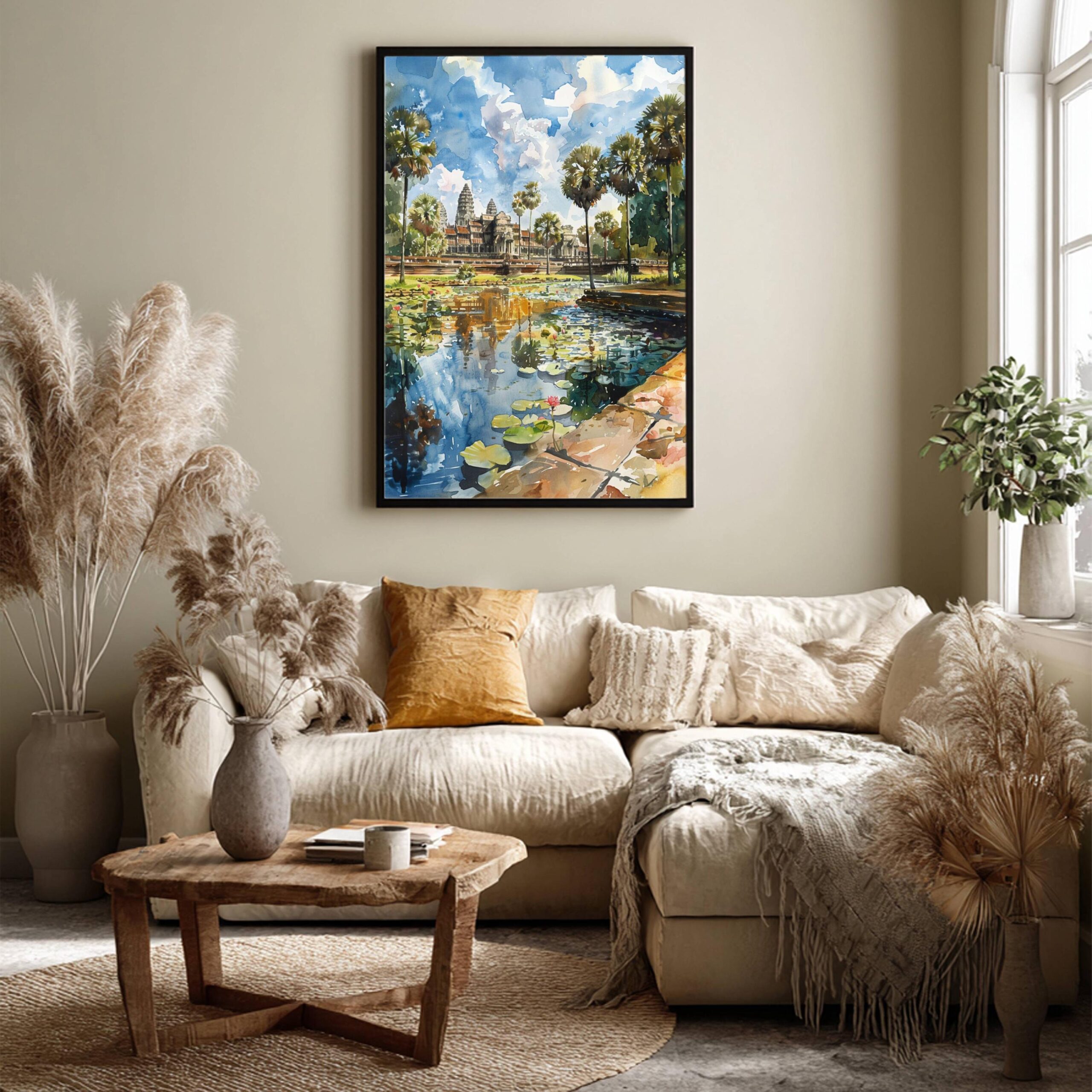 Angkor Wat Cambodia Asia Watercolor: Asian Art Travel Poster - Image 3