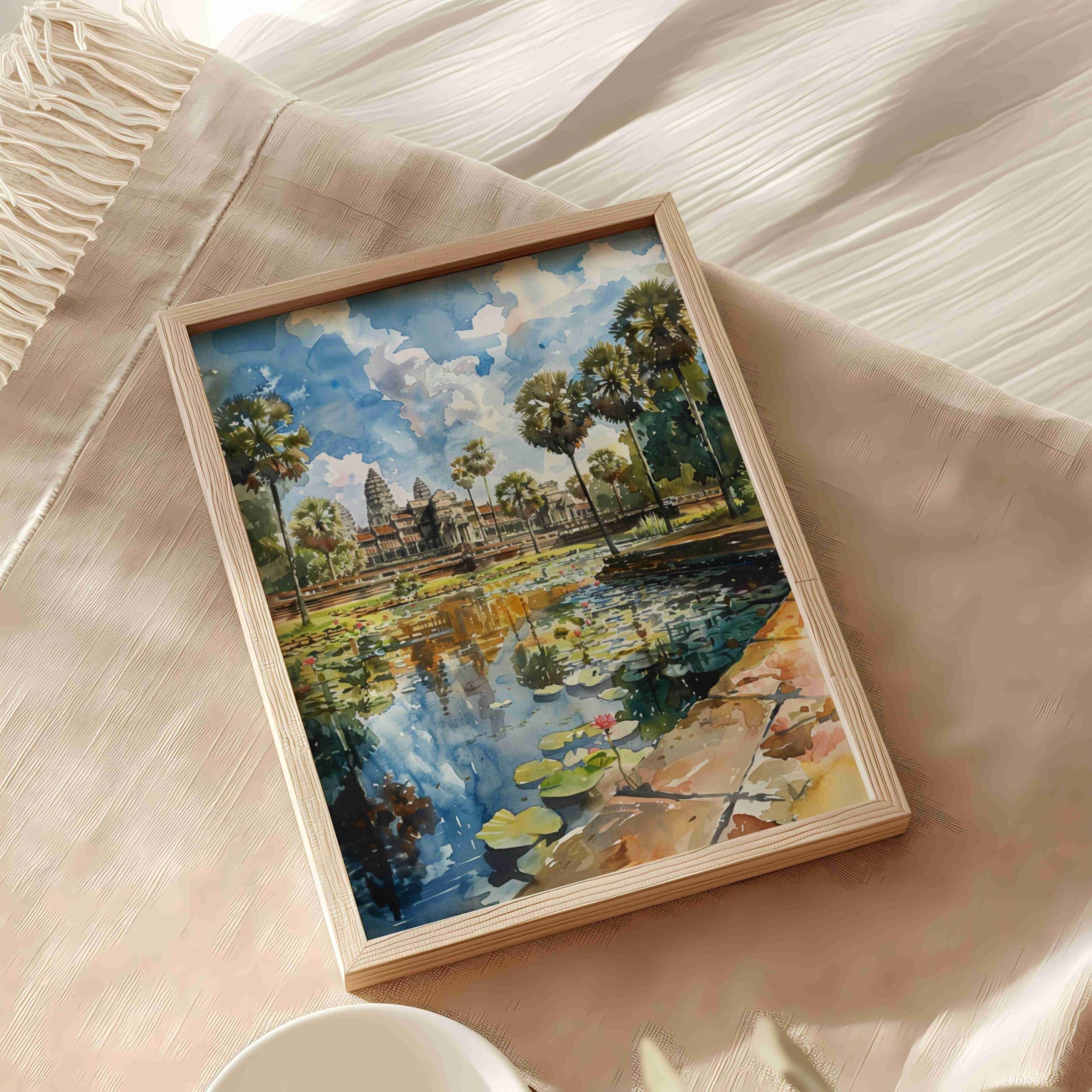 Angkor Wat Cambodia Asia Watercolor: Asian Art Travel Poster - Image 5