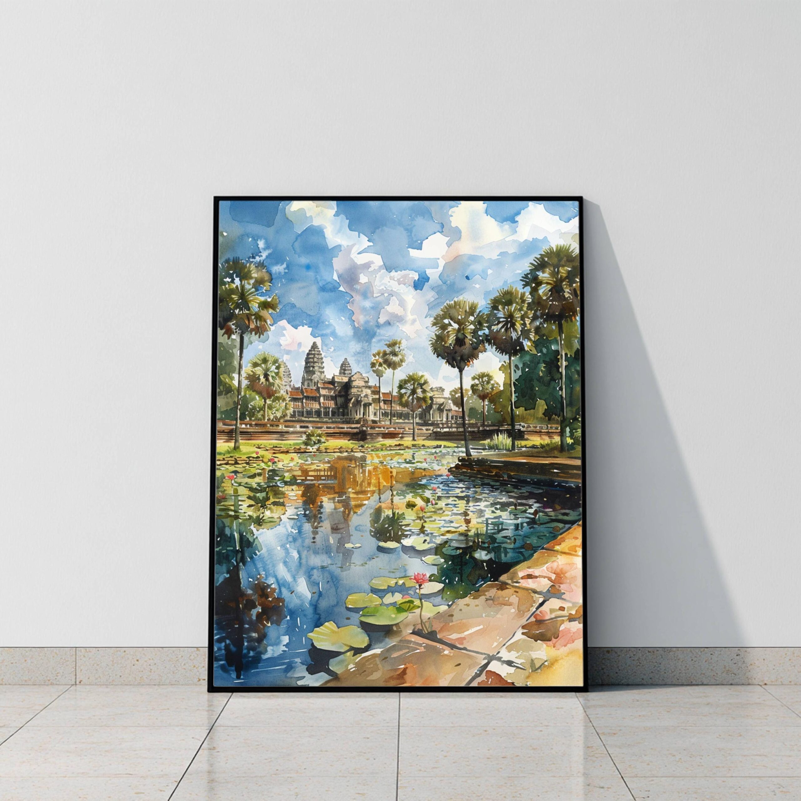 Angkor Wat Cambodia Asia Watercolor: Asian Art Travel Poster - Image 9