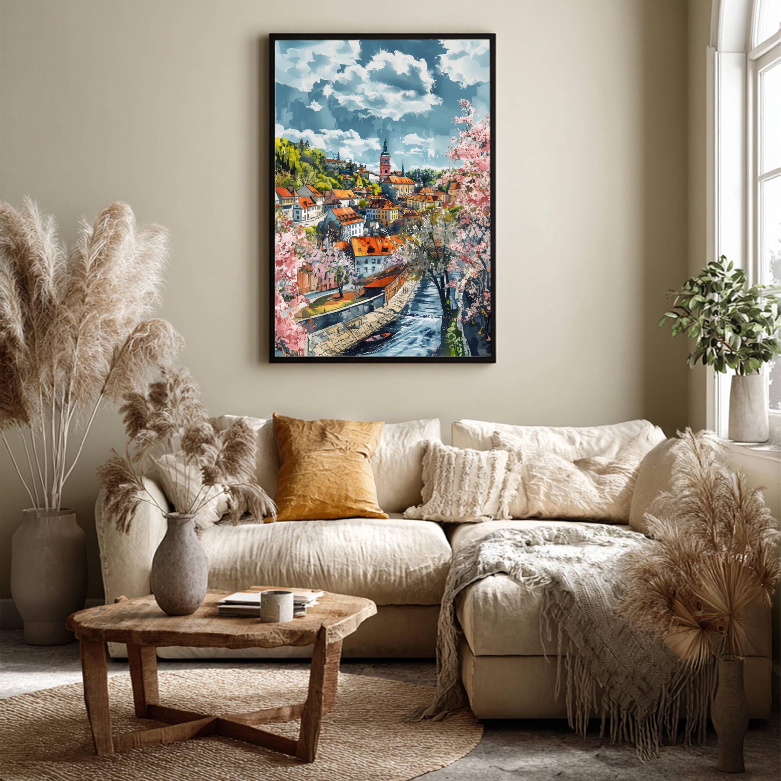 Cesky Krumlov Czech Republic Watercolor: European Art Travel Poster - Image 3