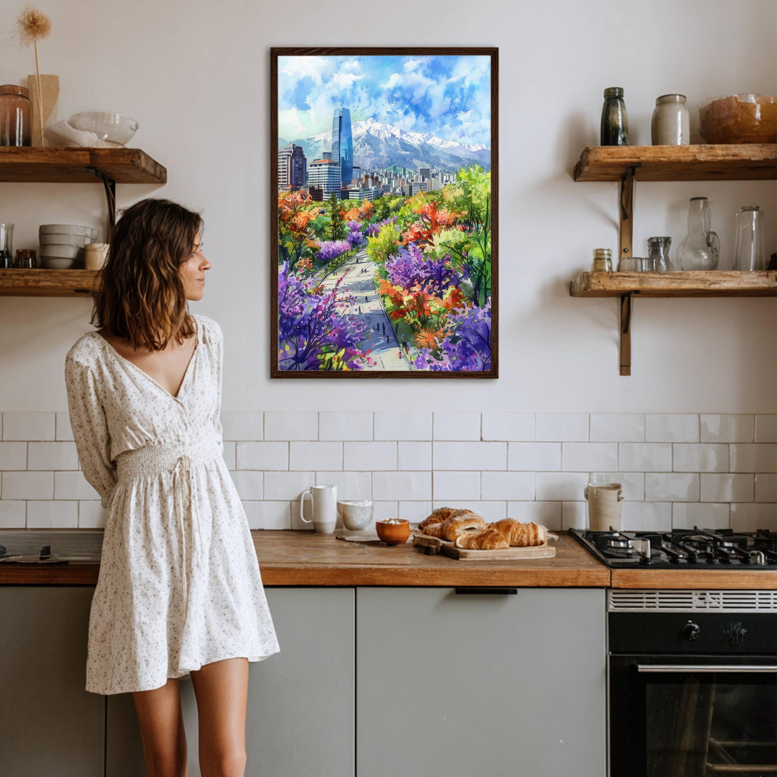 Santiago Chile South America Watercolor: Travel Art Poster - Image 7
