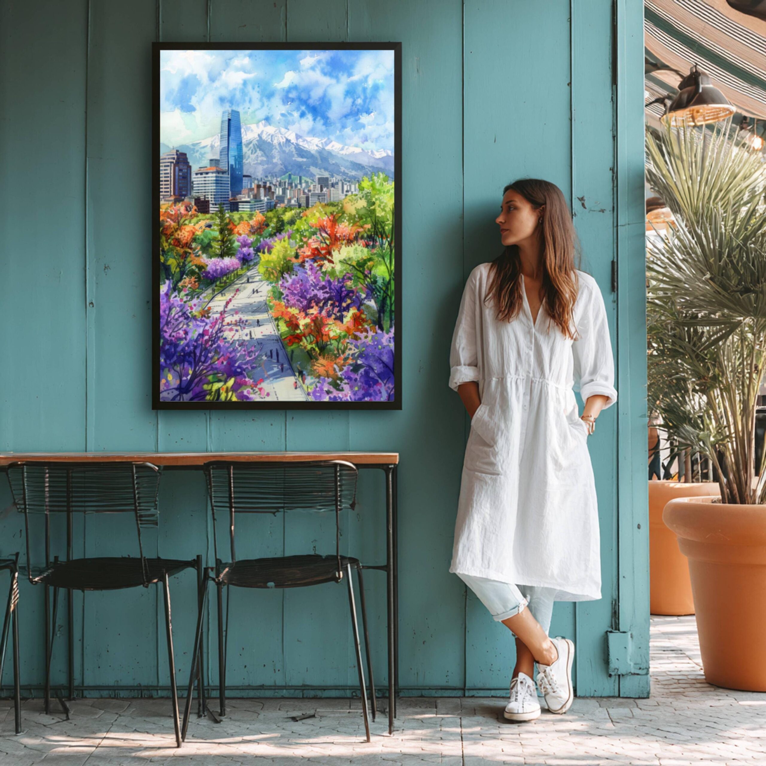 Santiago Chile South America Watercolor: Travel Art Poster - Image 6
