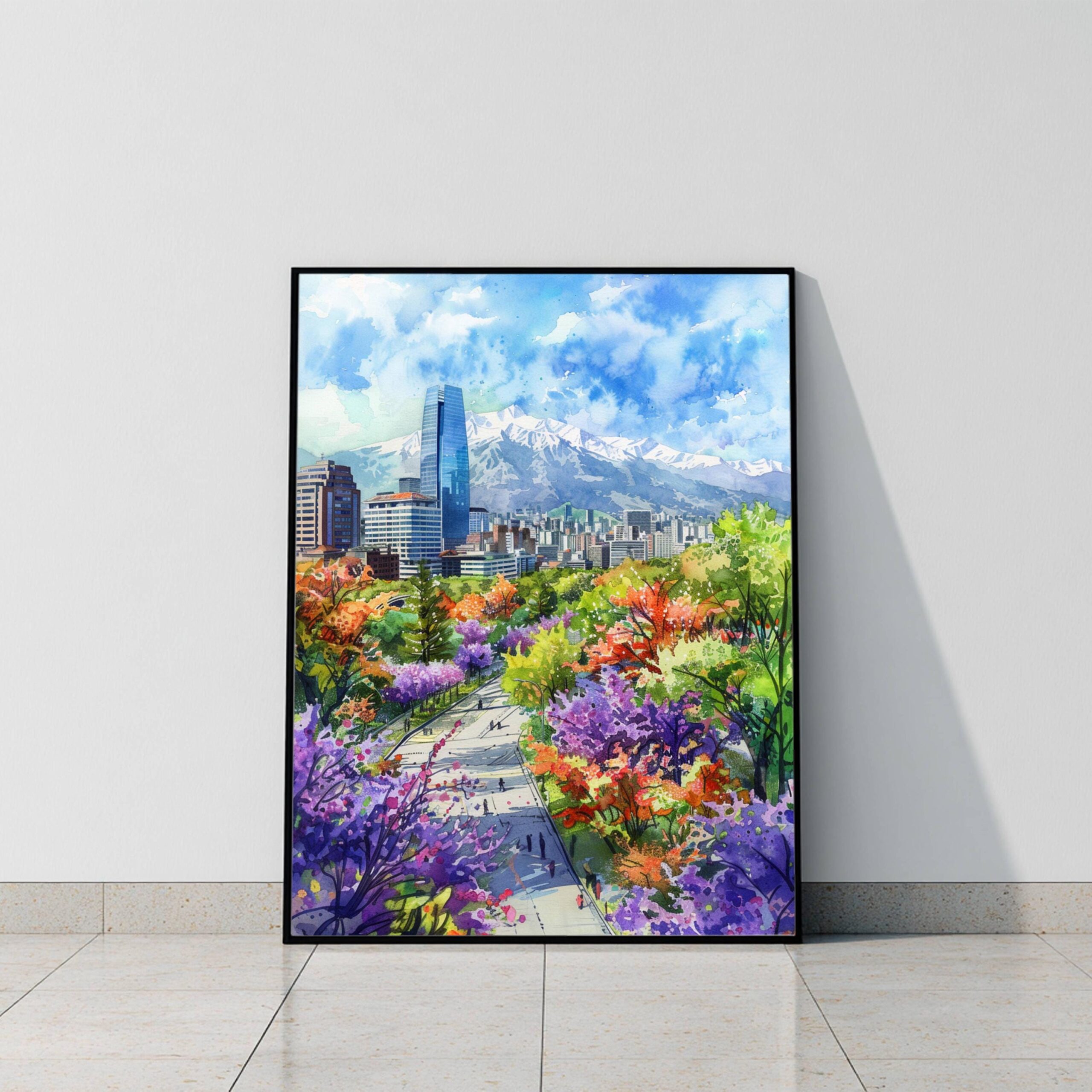 Santiago Chile South America Watercolor: Travel Art Poster - Image 9