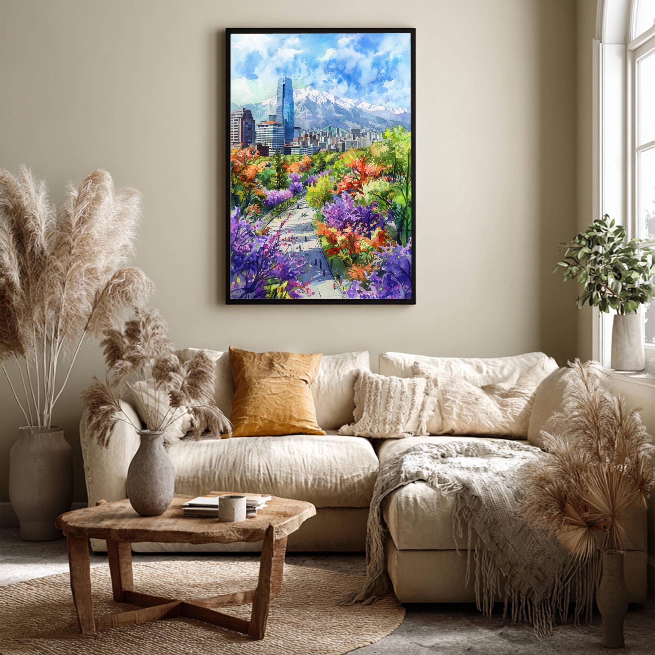 Santiago Chile South America Watercolor: Travel Art Poster - Image 3