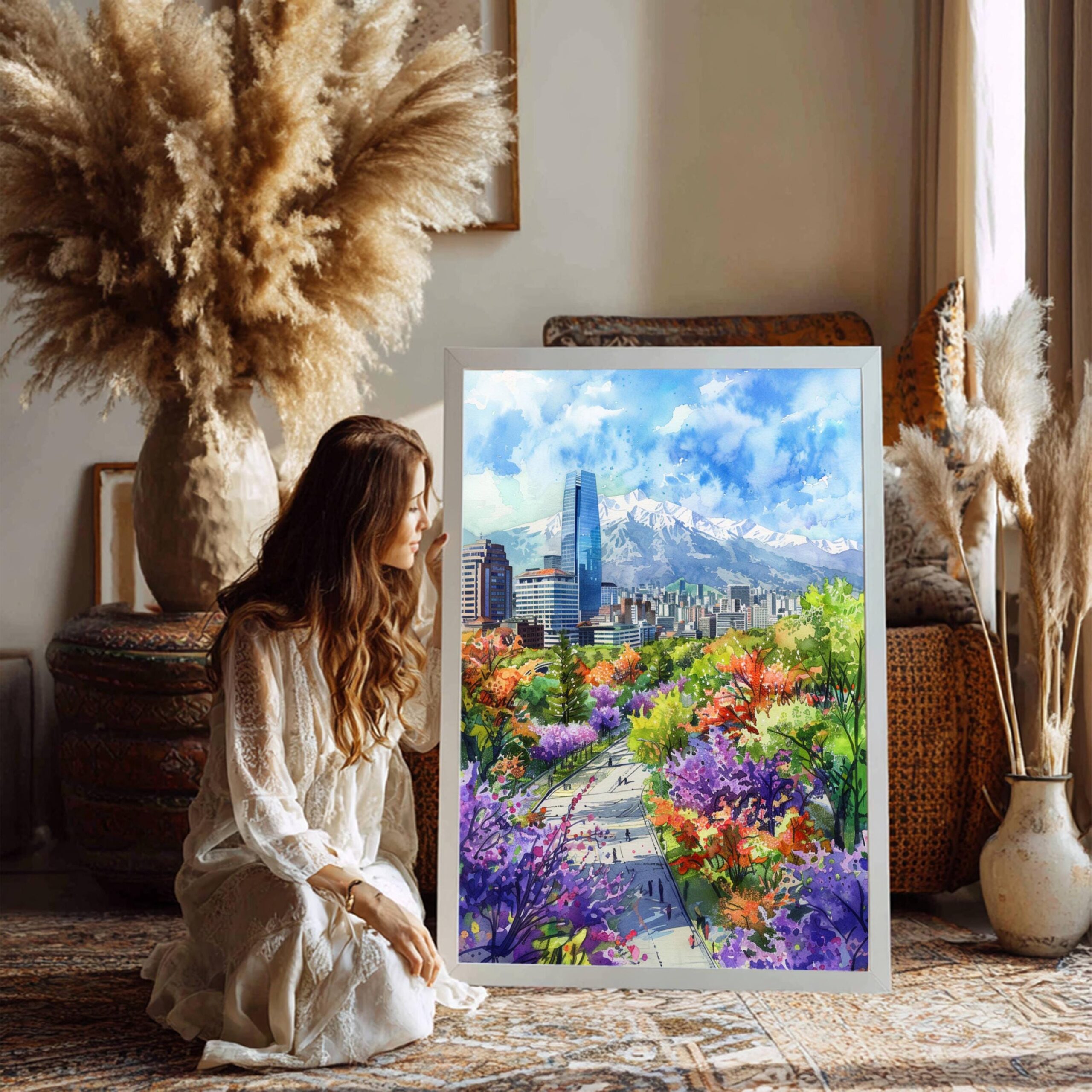 Santiago Chile South America Watercolor: Travel Art Poster - Image 8