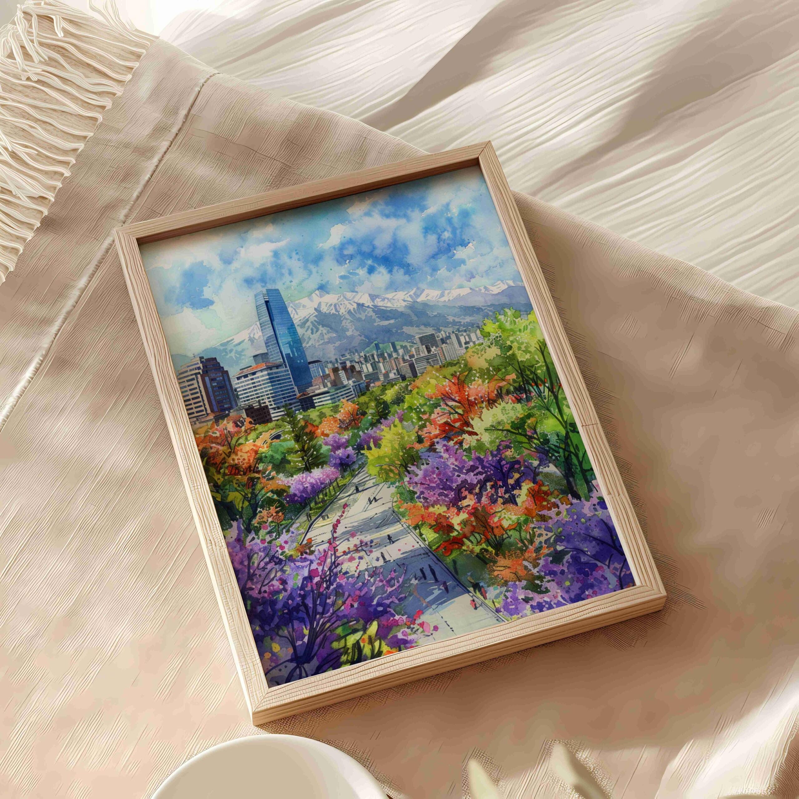 Santiago Chile South America Watercolor: Travel Art Poster - Image 5