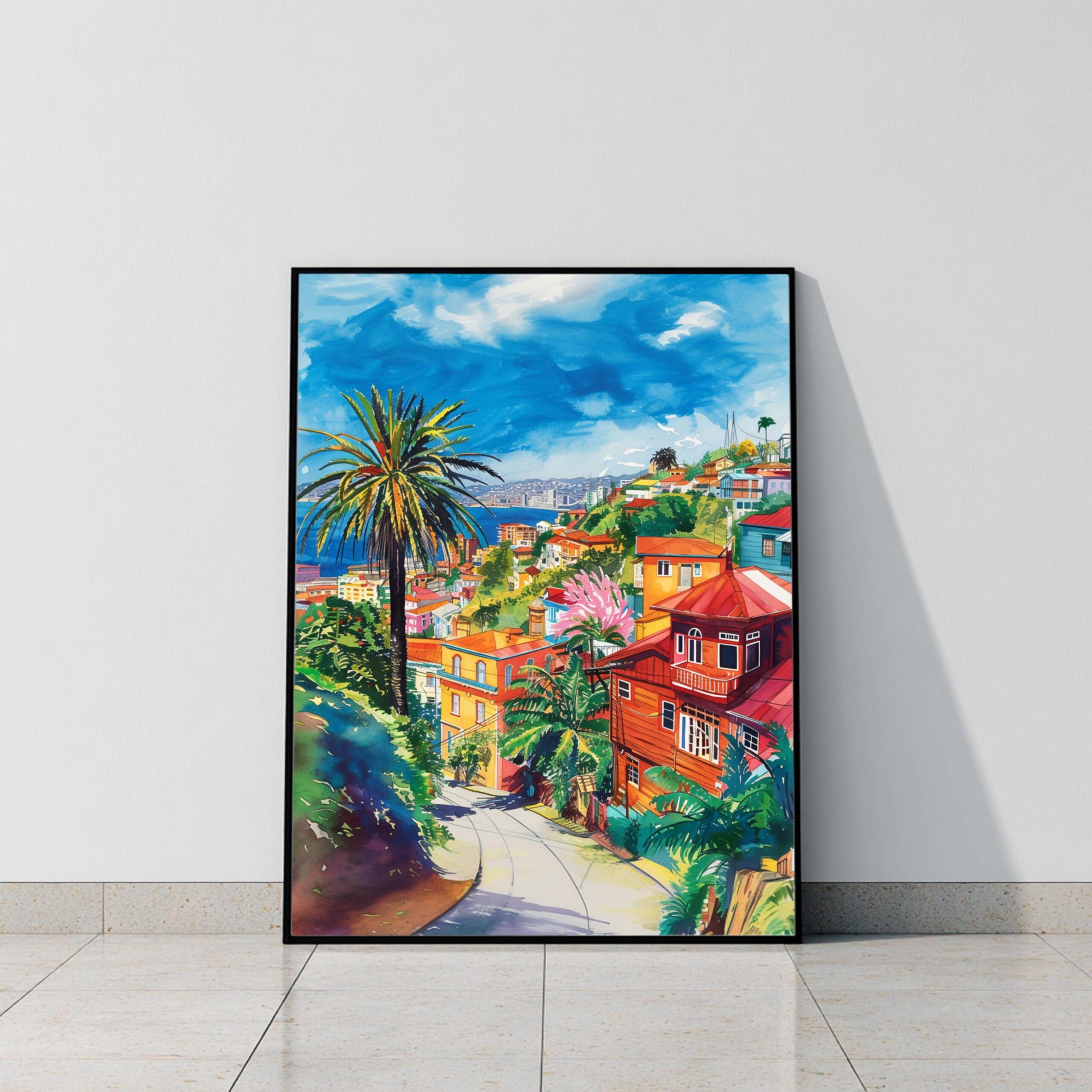 Valparaiso Chile South America Watercolor: Travel Art Poster - Image 9