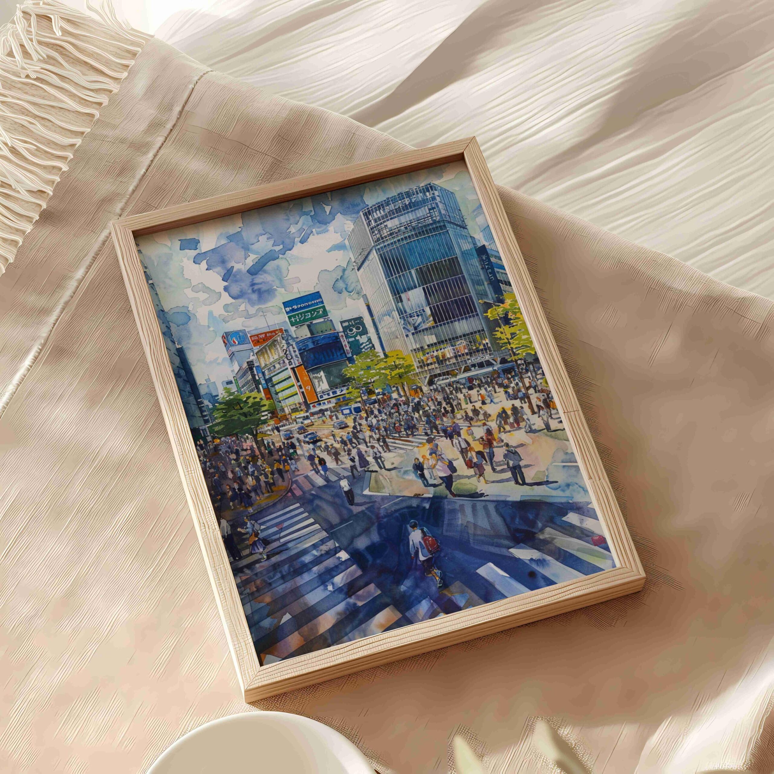 Shibuya Crossing Tokyo Japan Asia Watercolor: Japanese Art Travel Poster - Image 5