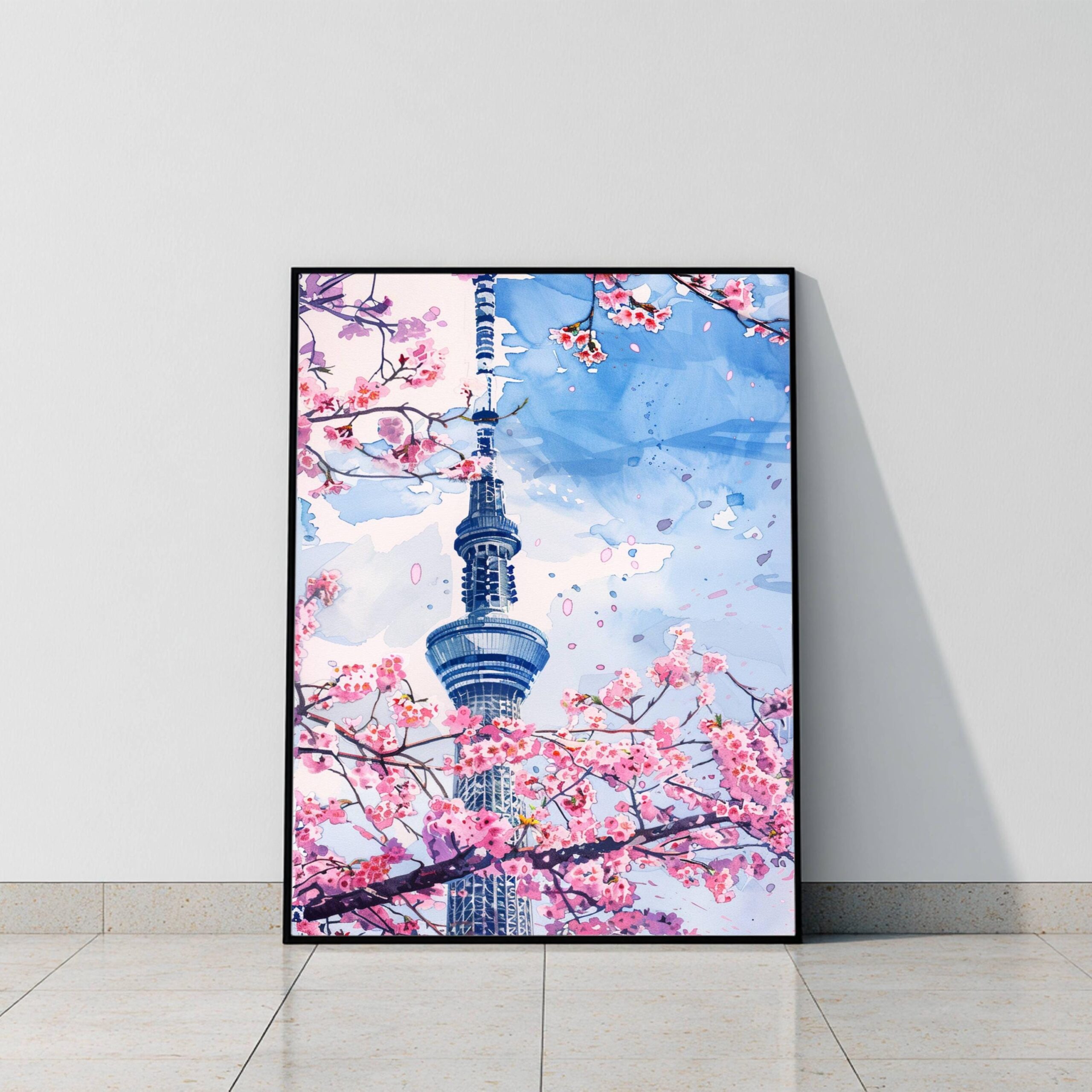 The Sky Tree Tokyo Japan Asia Watercolor: Japanese Art Travel Poster - Image 9