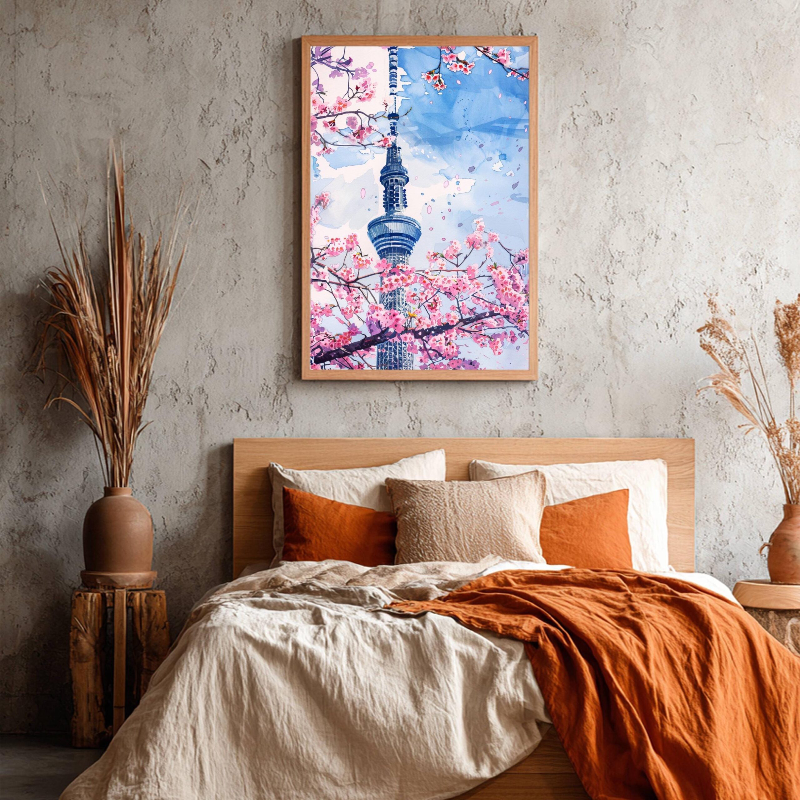 The Sky Tree Tokyo Japan Asia Watercolor: Japanese Art Travel Poster - Image 4