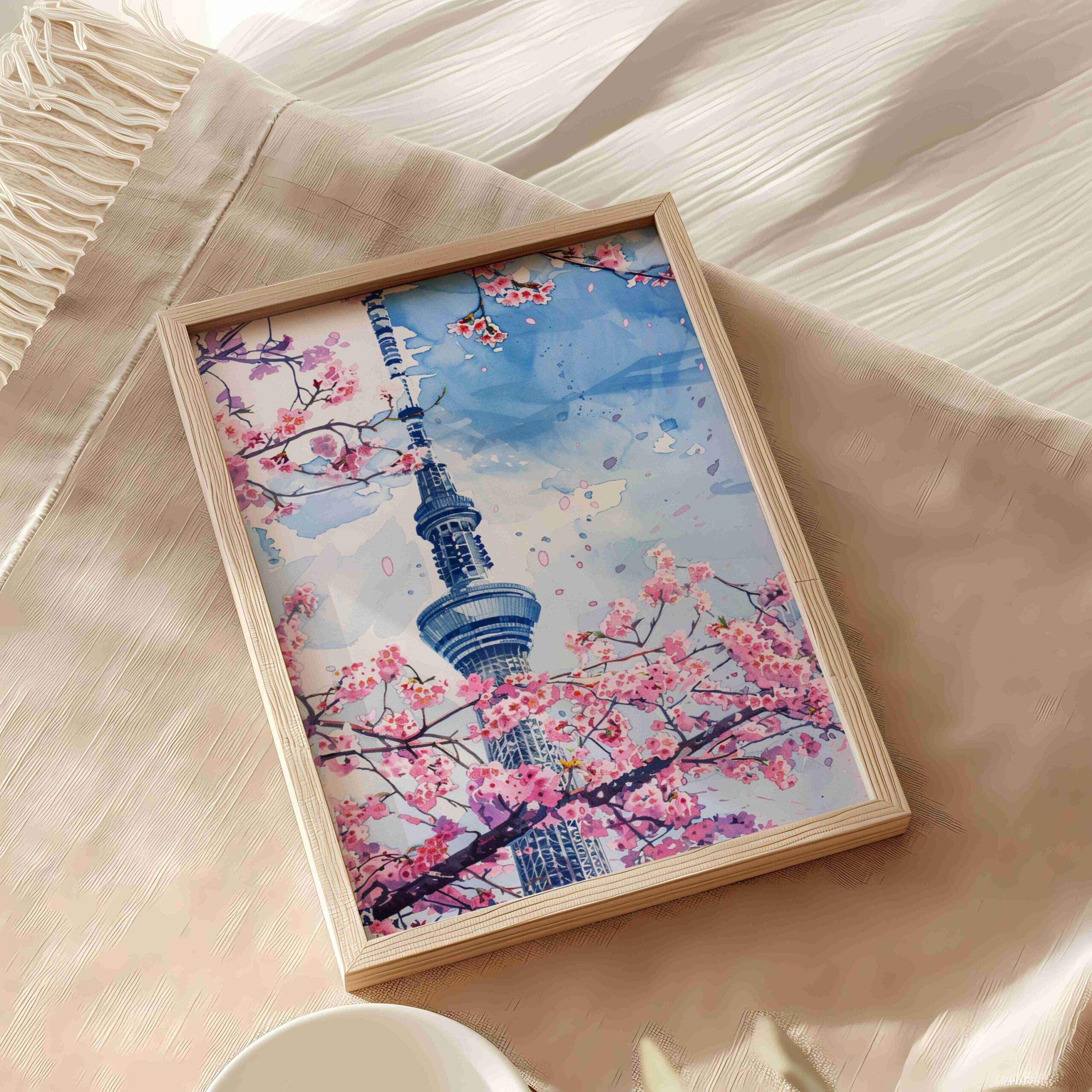 The Sky Tree Tokyo Japan Asia Watercolor: Japanese Art Travel Poster - Image 5