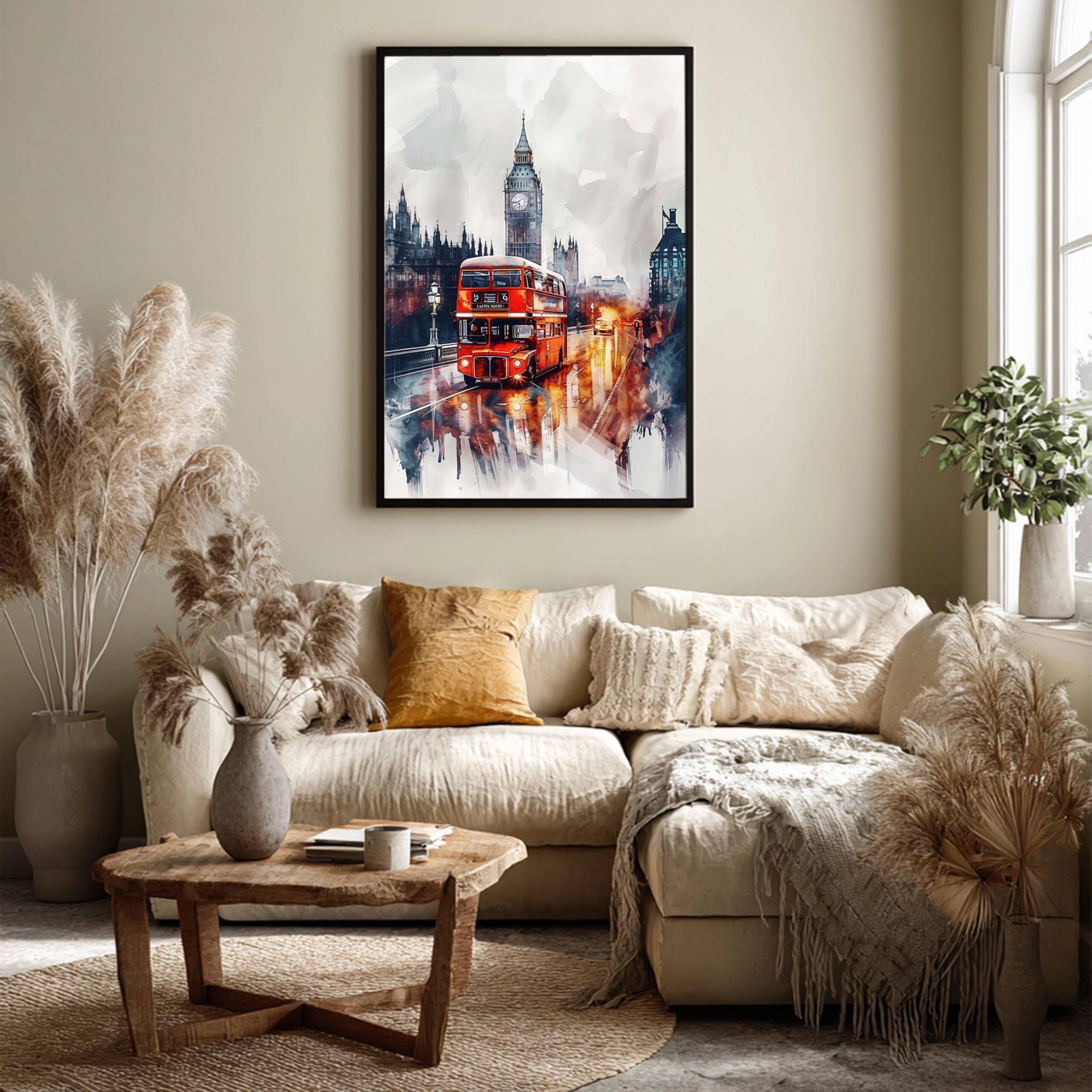 Double Decker London England WatercolorPrint: United Kingdom Travel Art Poster - Image 3